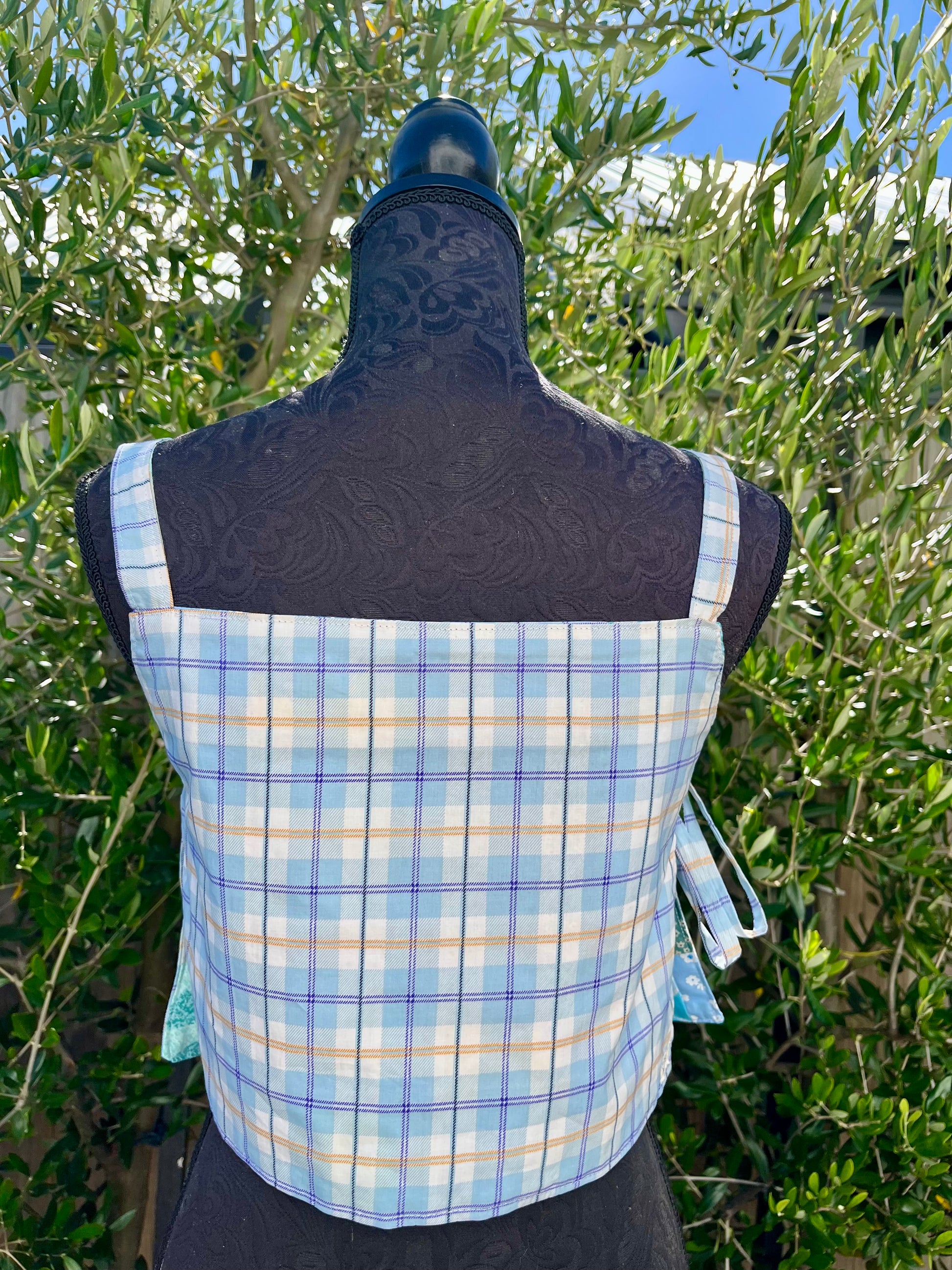 Reversible Quilted Side Tie Tank Top - Size 4 - Blues Hues