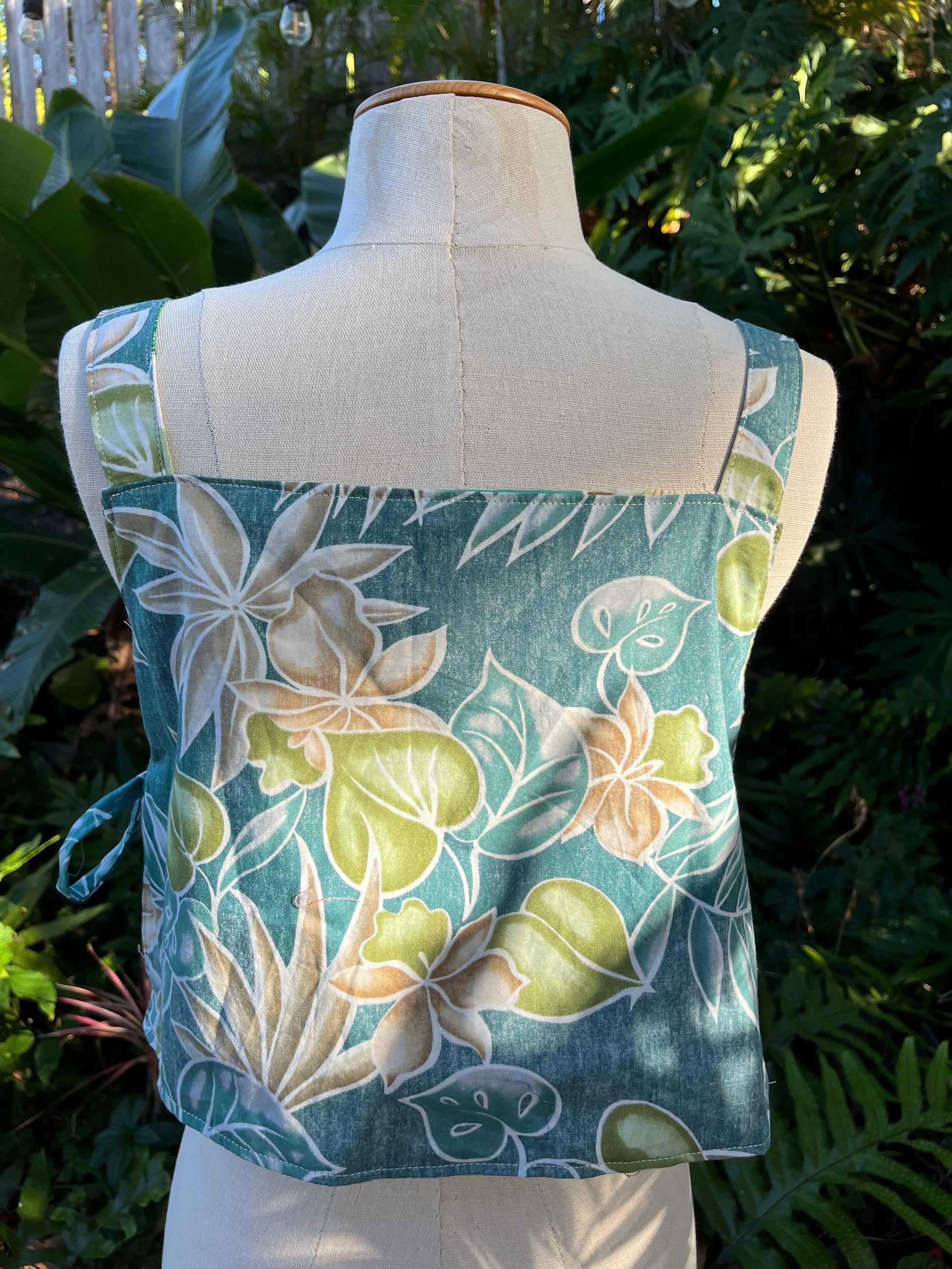 Reversible Quilted Side Tie Tank Top - Size 8 - Green Patchwork