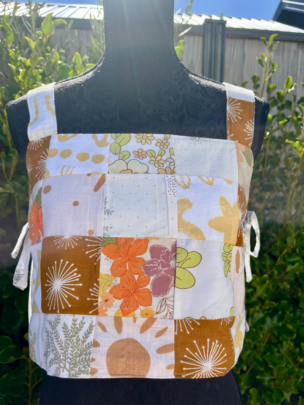 Reversible Quilted Side Tie Tank Top - Size 8 - Autumn Oak
