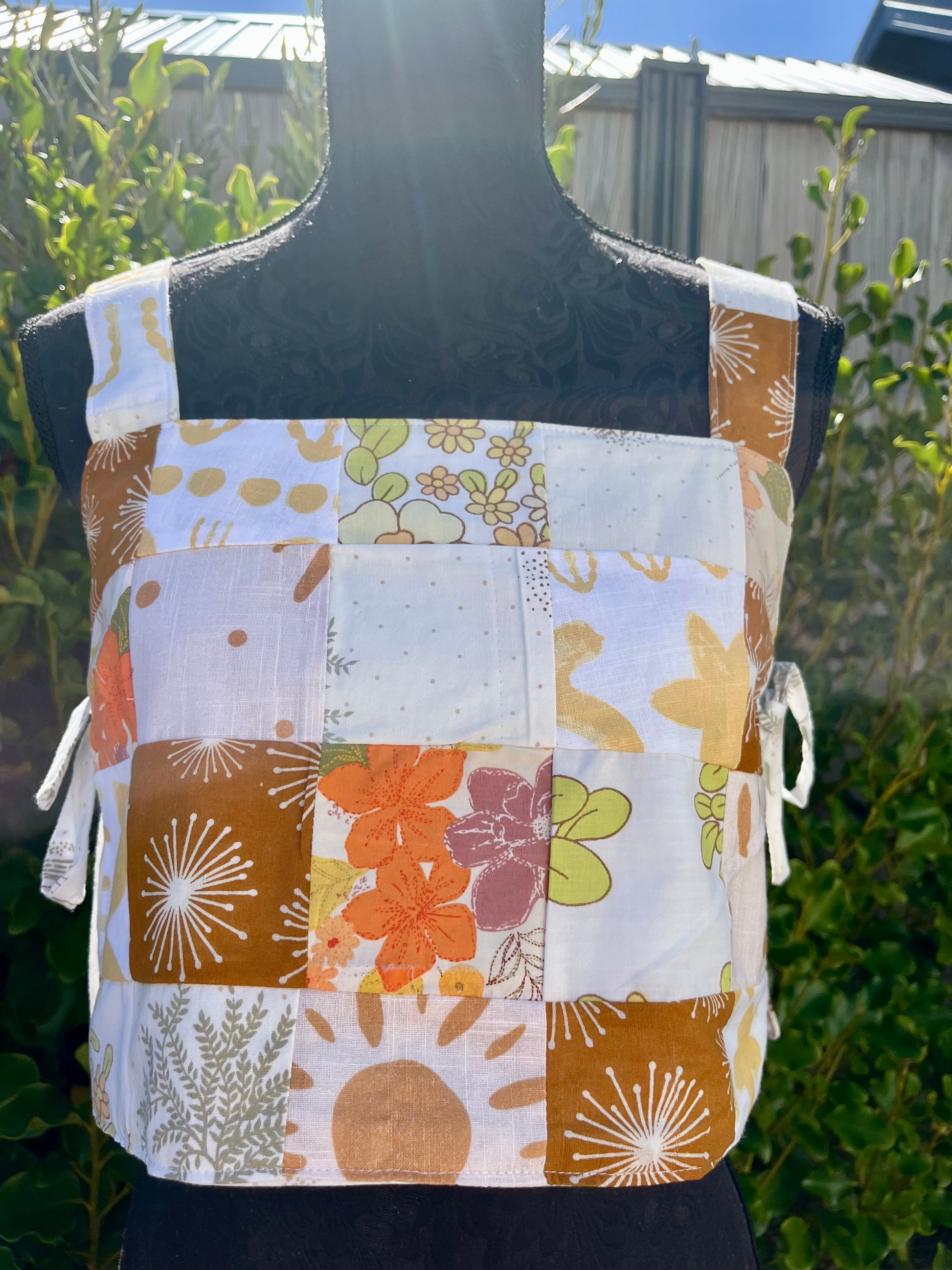 Reversible Quilted Side Tie Tank Top - Size 8 - Autumn Oak