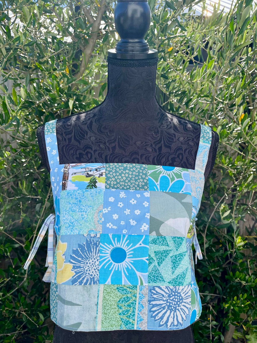 Reversible Quilted Side Tie Tank Top - Size 4 - Blues Hues