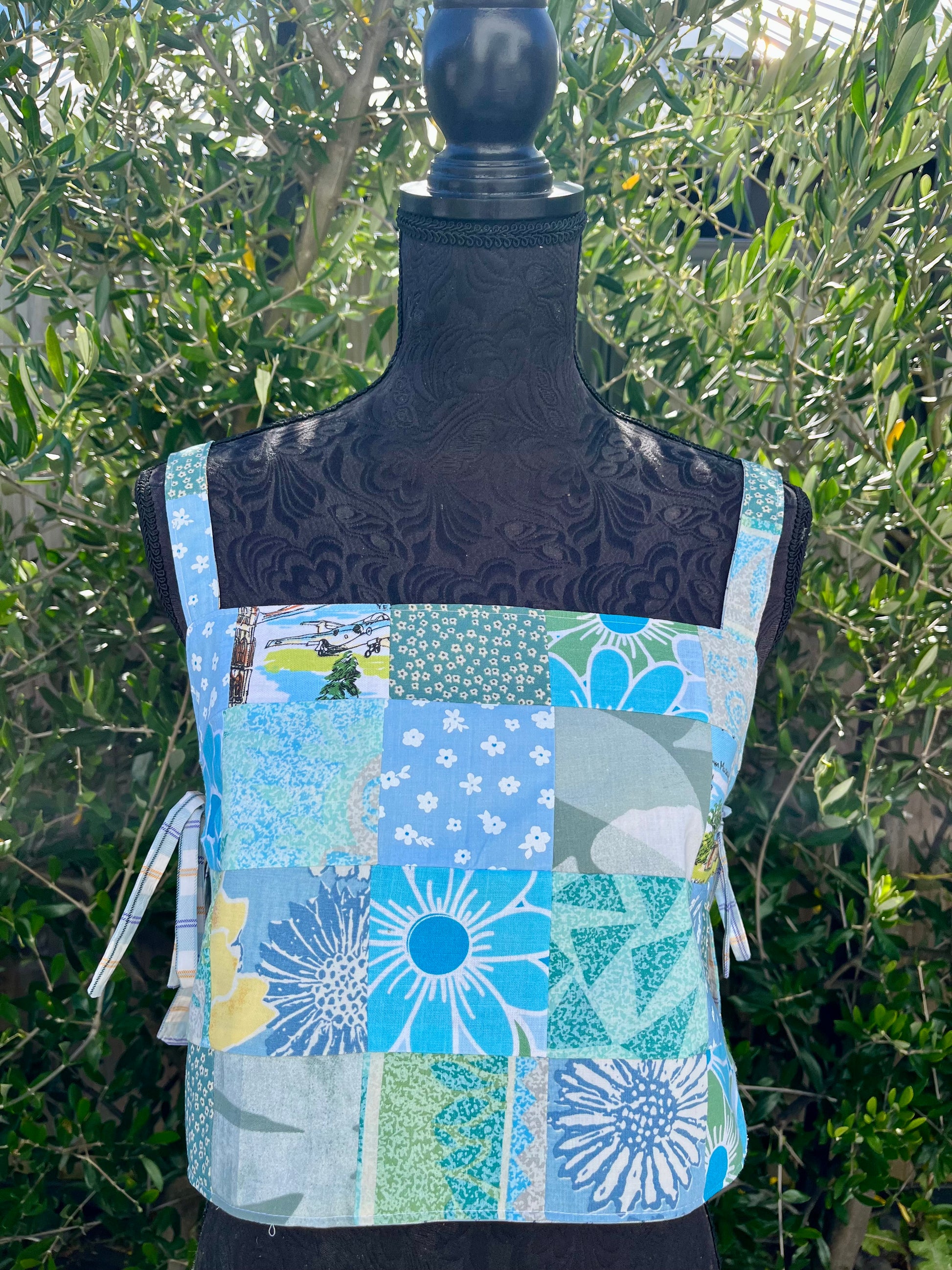 Reversible Quilted Side Tie Tank Top - Size 4 - Blues Hues