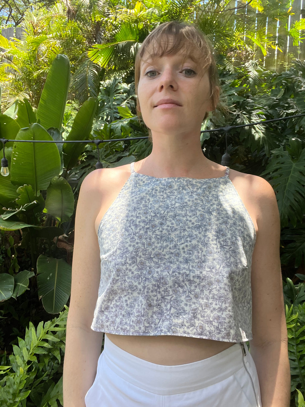 Reversible X Back Top - Size 4 - Blue Botanical