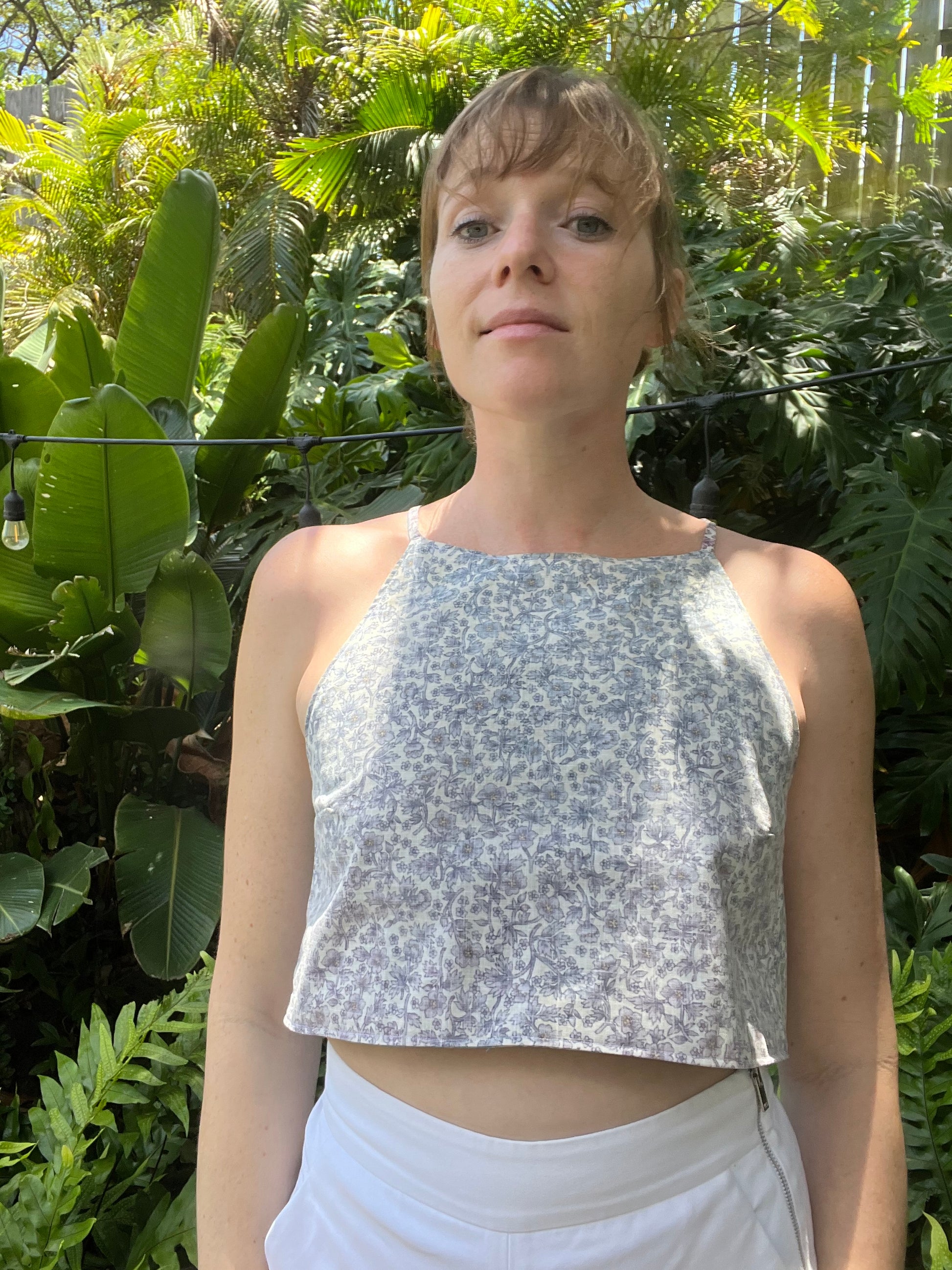Reversible X Back Top - Size 4 - Blue Botanical