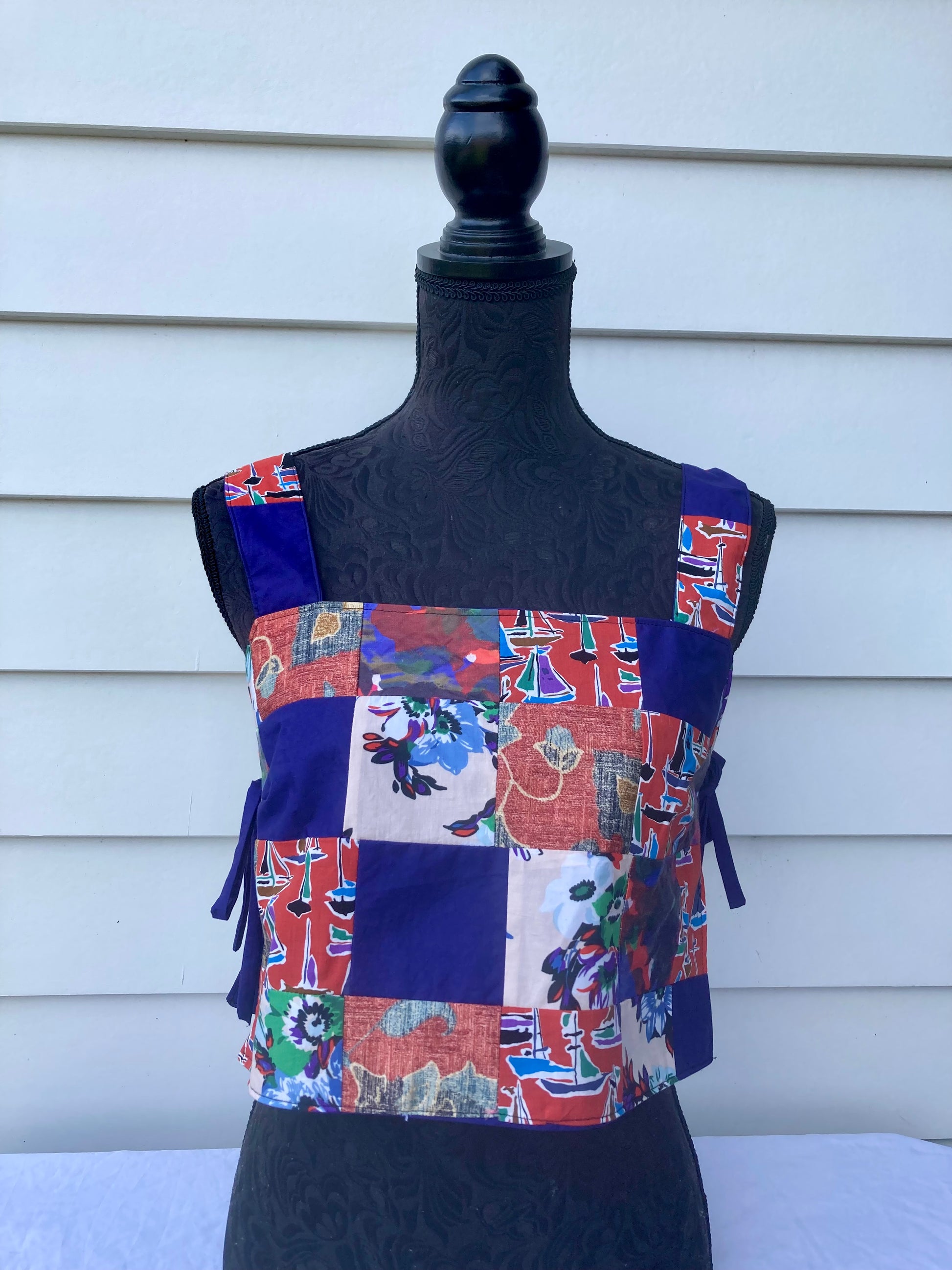 Reversible Quilted Side Tie Tank Top - Size 4 - Violet and Vermilion