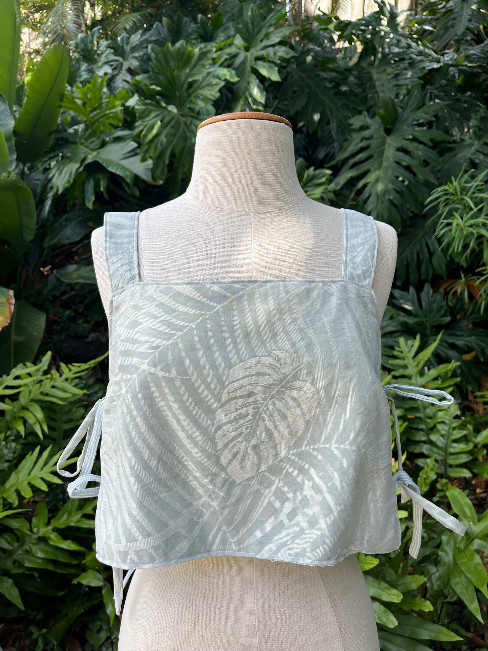 Reversible Side Tie Tank Top - Size 4 - Palms and Pinstripes