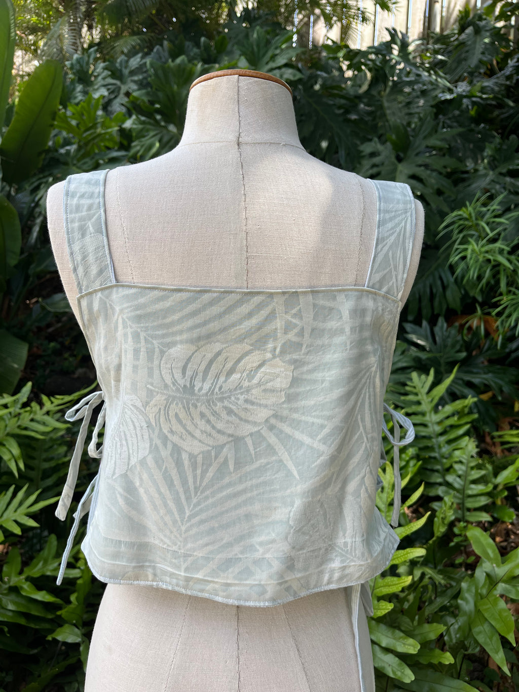 Reversible Side Tie Tank Top - Size 4 - Palms and Pinstripes