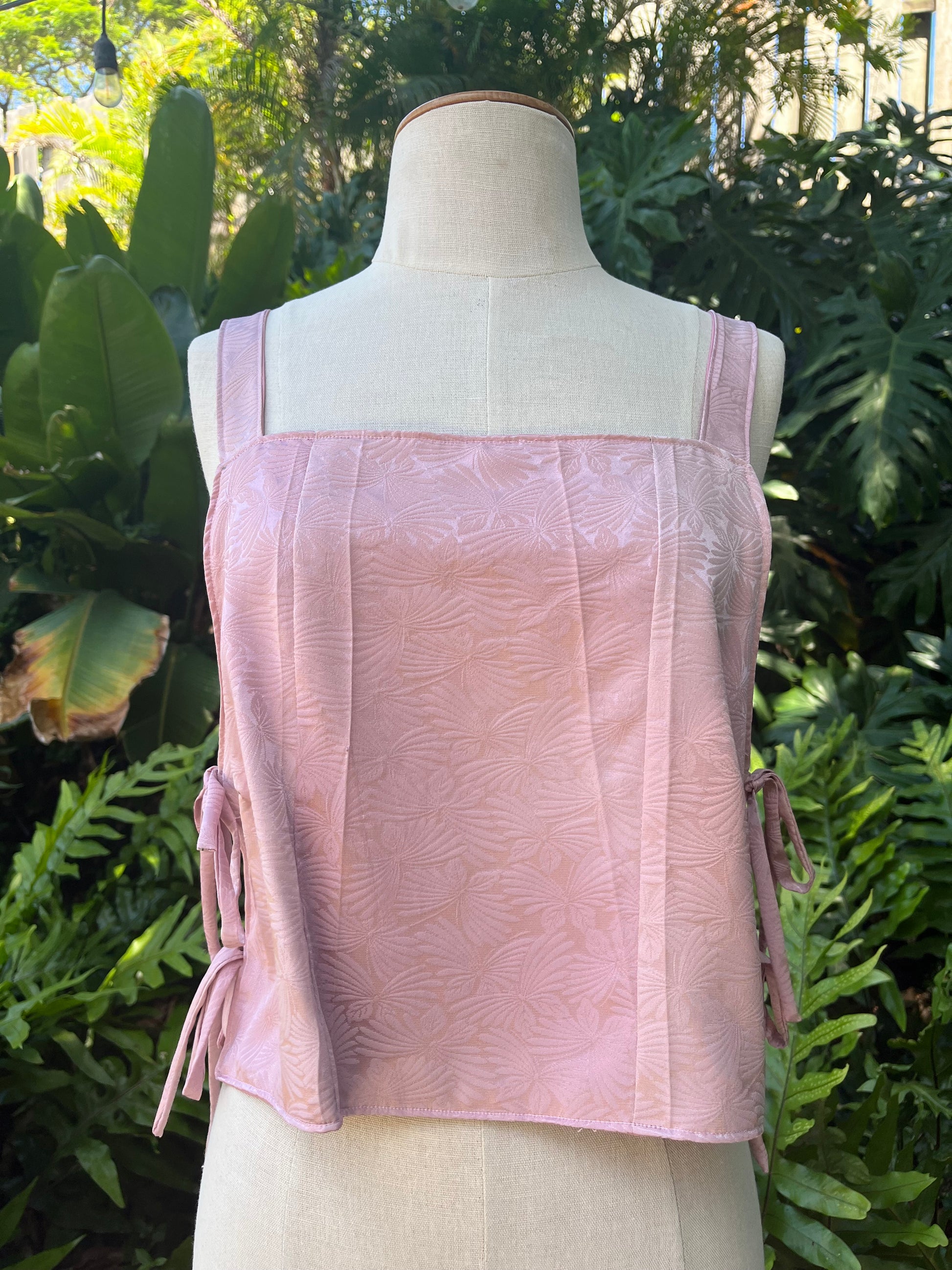 Kimono Silk Side Tie Tank Top - Size 10 - Pink Butterfly