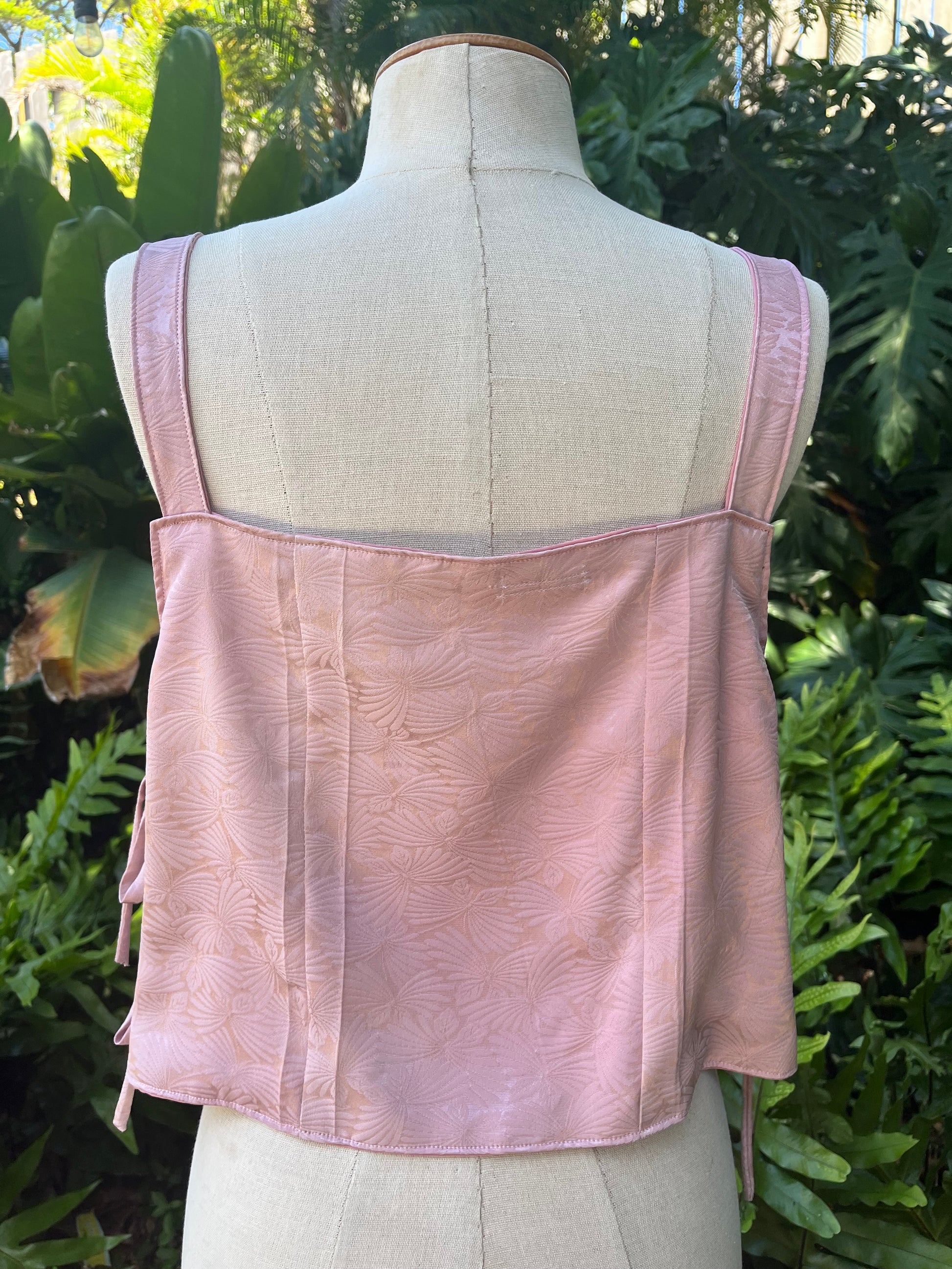 Kimono Silk Side Tie Tank Top - Size 10 - Pink Butterfly