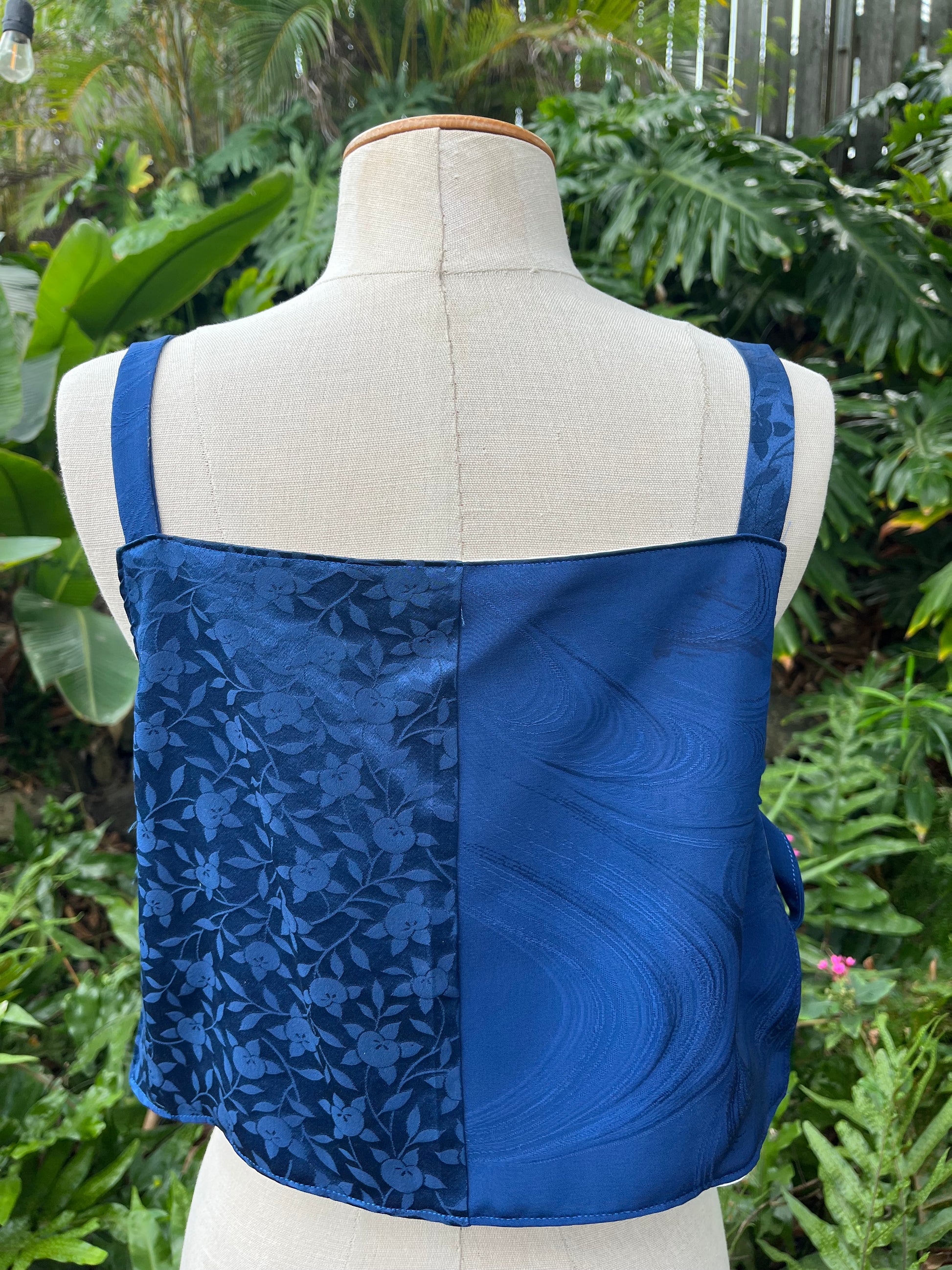 Kimono Silk Side Tie Tank Top - Size 6 - Blueberry Ripple