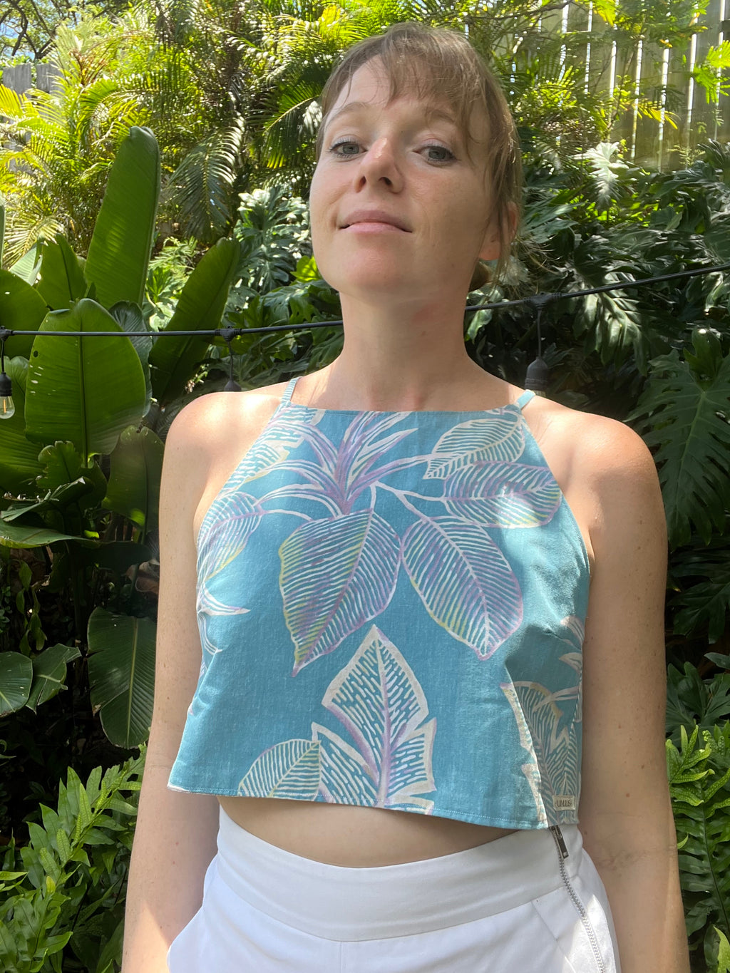 Reversible X Back Top - Size 4 - Blue Botanical