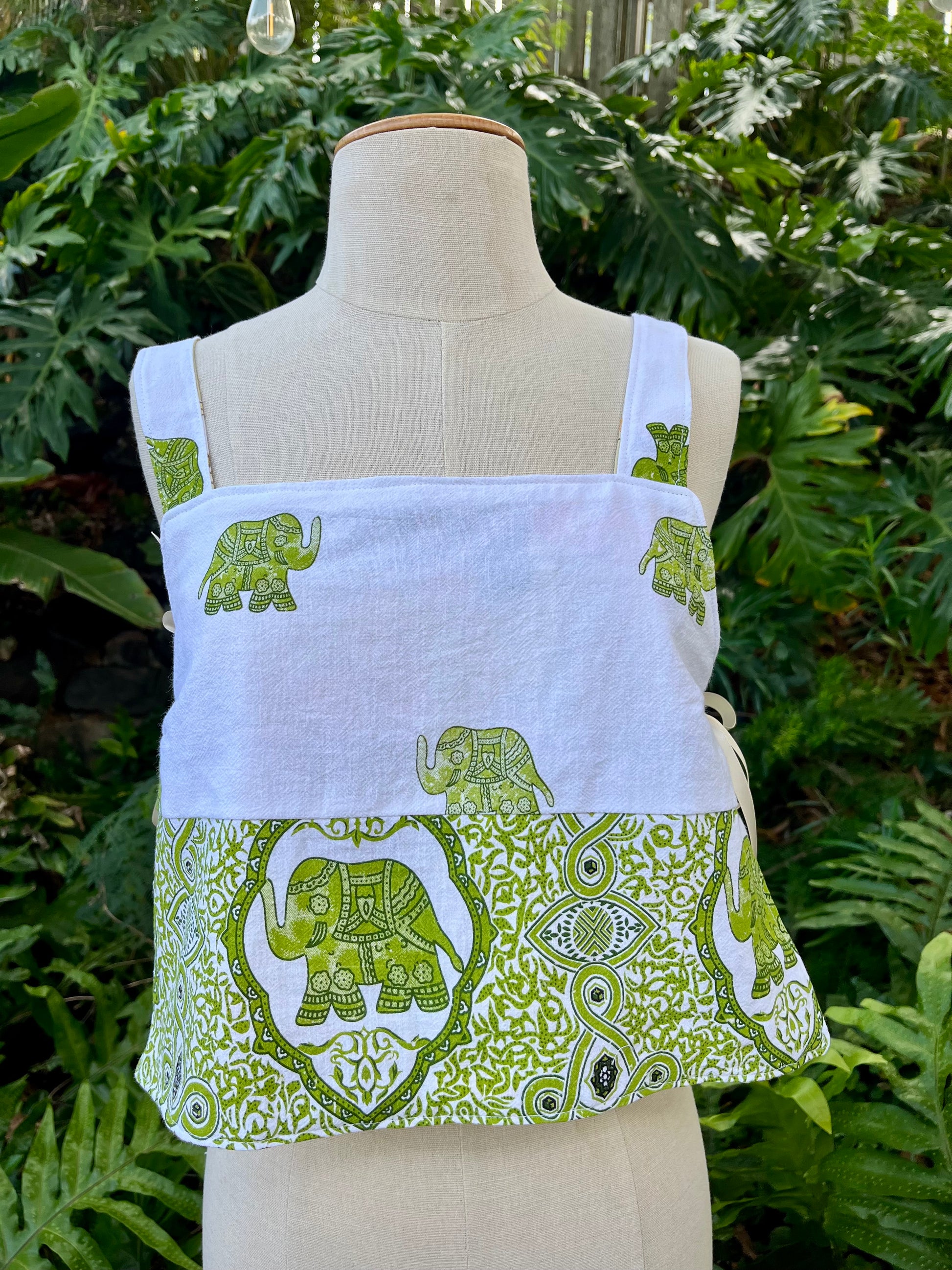 Reversible Quilted Side Tie Tank Top - Size 6 - Sweet Greens