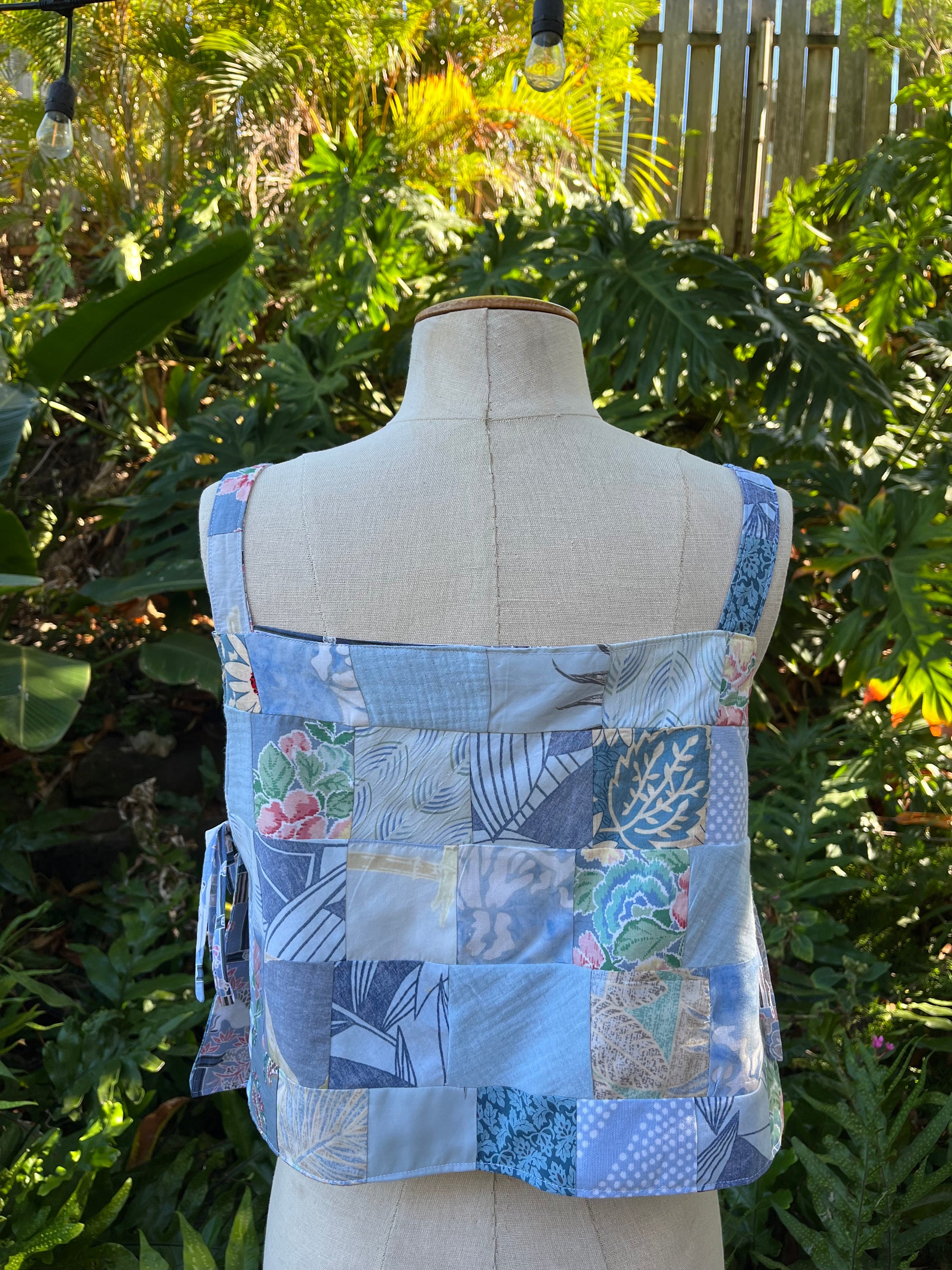 Reversible Quilted Side Tie Tank Top - Size 10 - Baby Blue