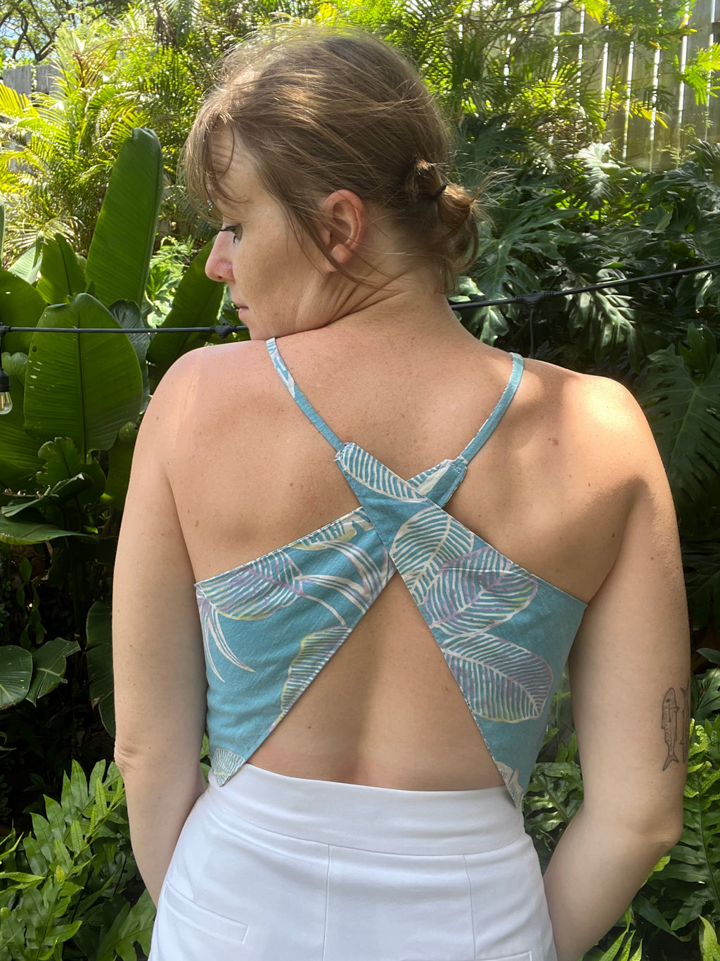 Reversible X Back Top - Size 4 - Blue Botanical