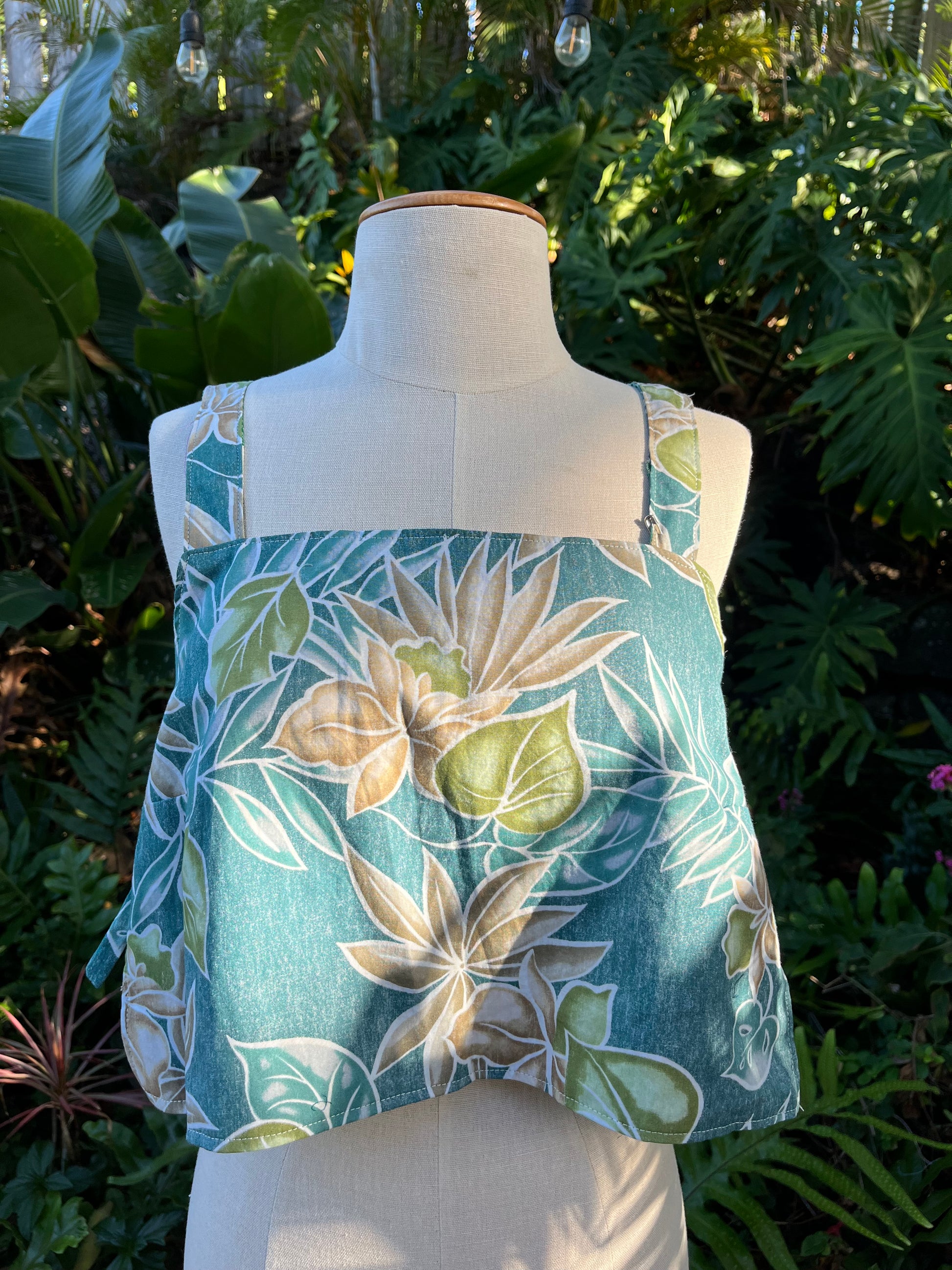 Reversible Quilted Side Tie Tank Top - Size 8 - Green Patchwork
