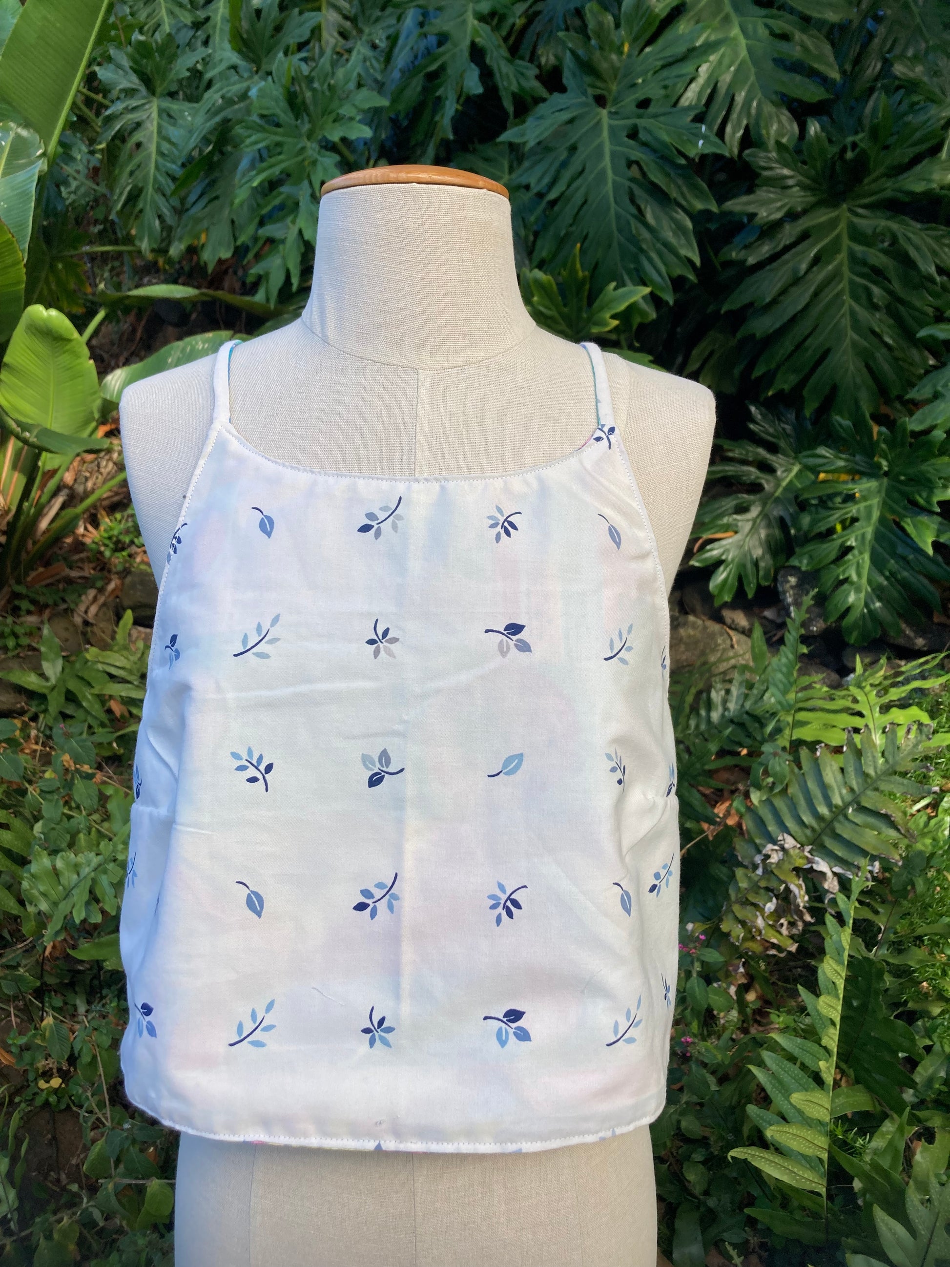 Reversible X Back Top - Size 10 - Pastel and Pale Leaves
