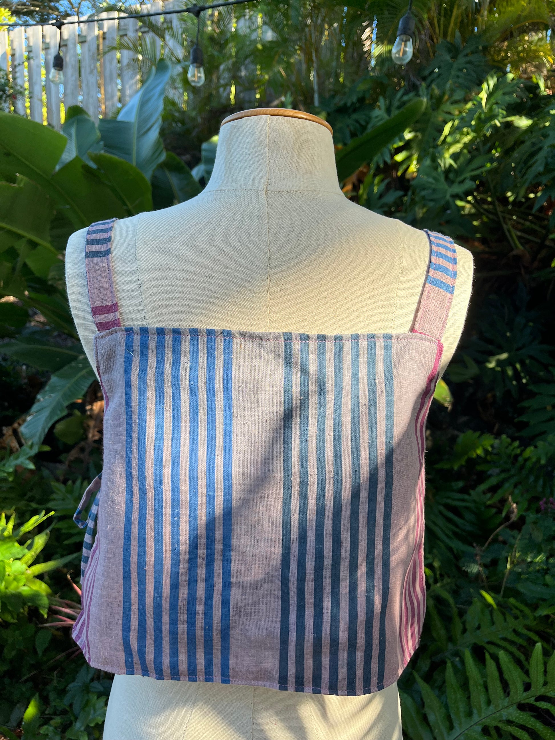 Reversible Quilted Side Tie Tank Top - Size 6 - Purple Patchwork