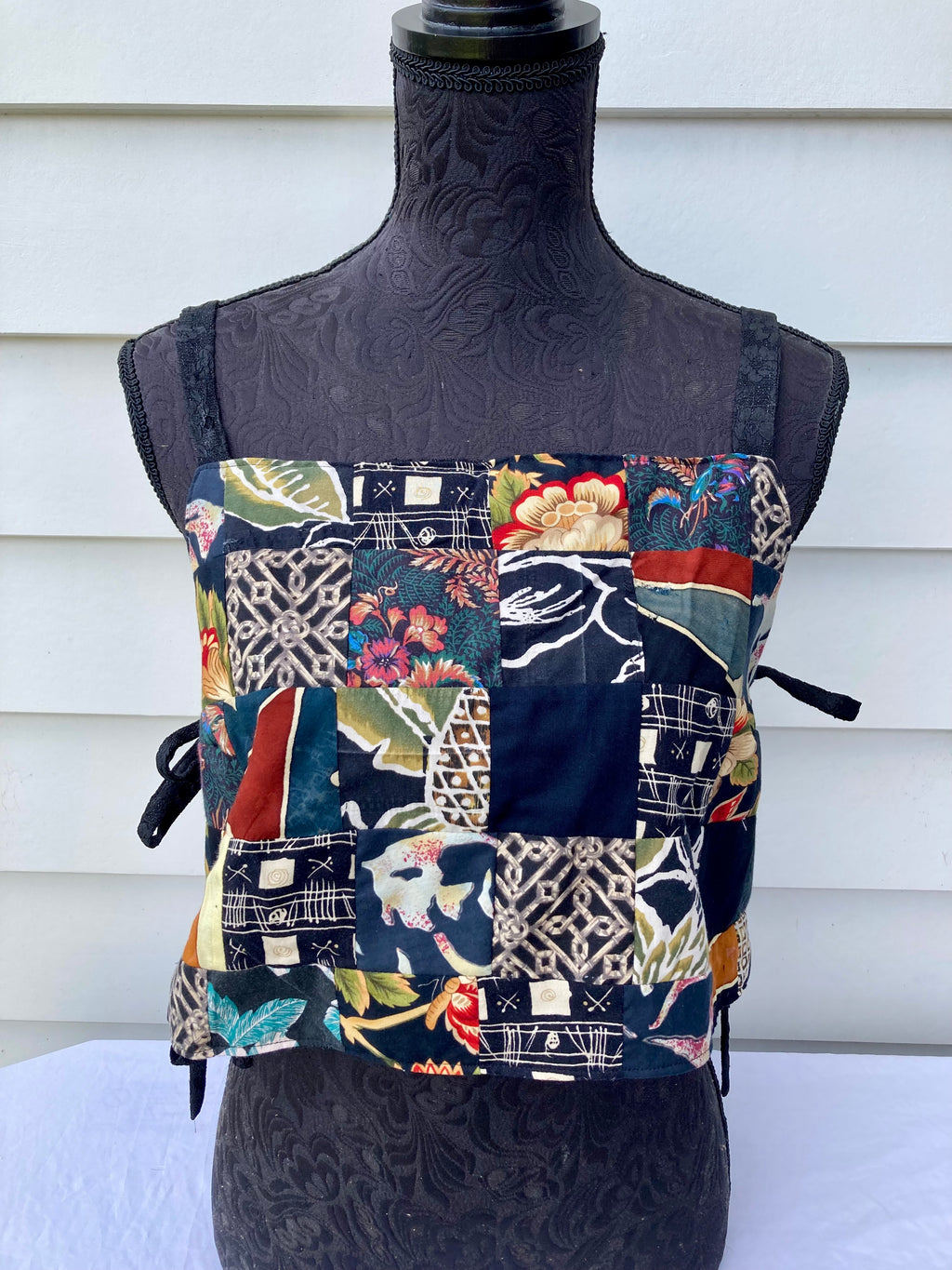 Reversible Quilted Side Tie Tank Top - Size 8 - Dark and Stormy