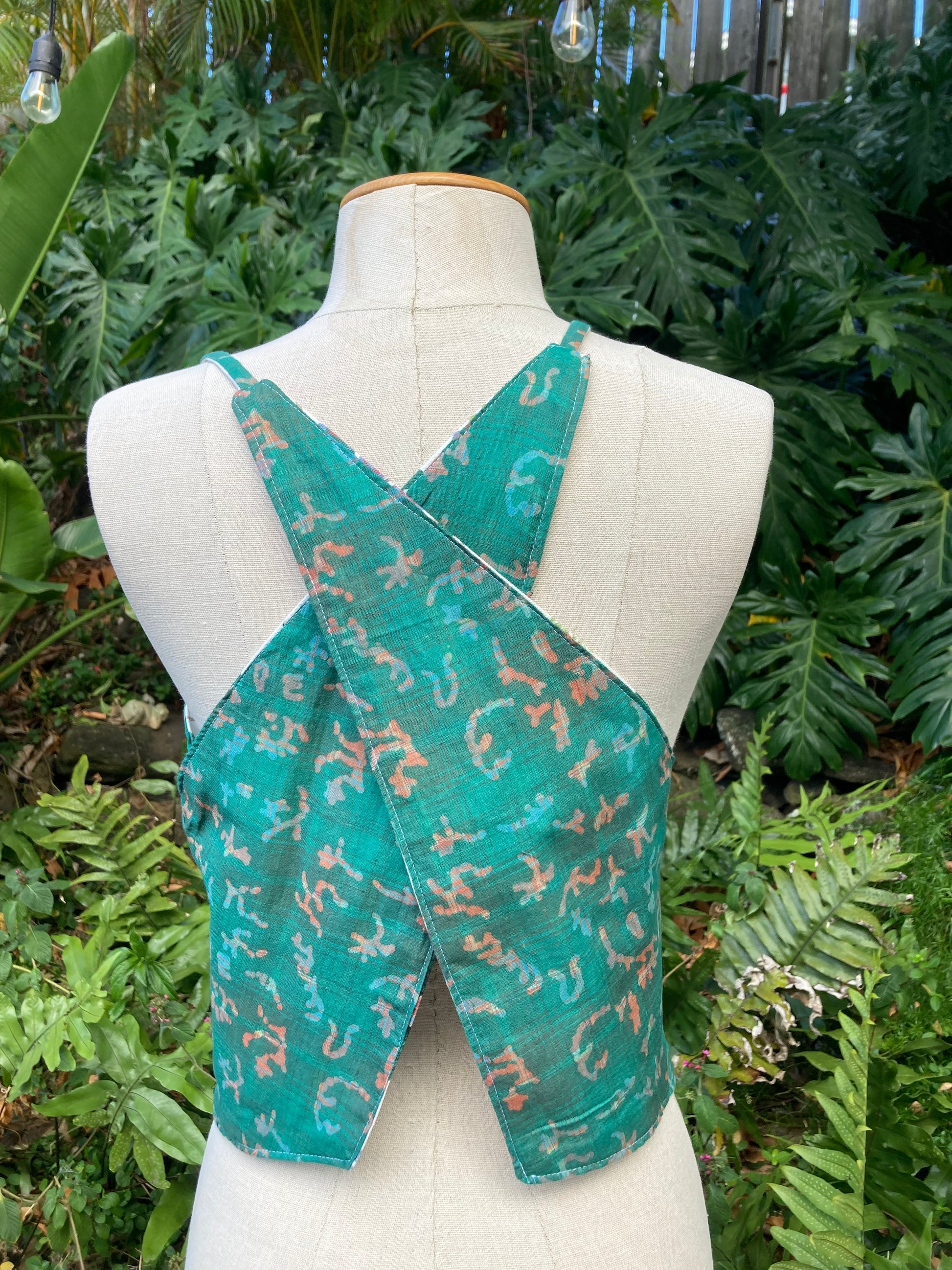 Reversible X Back Top - Size 12 - Coral and Roses