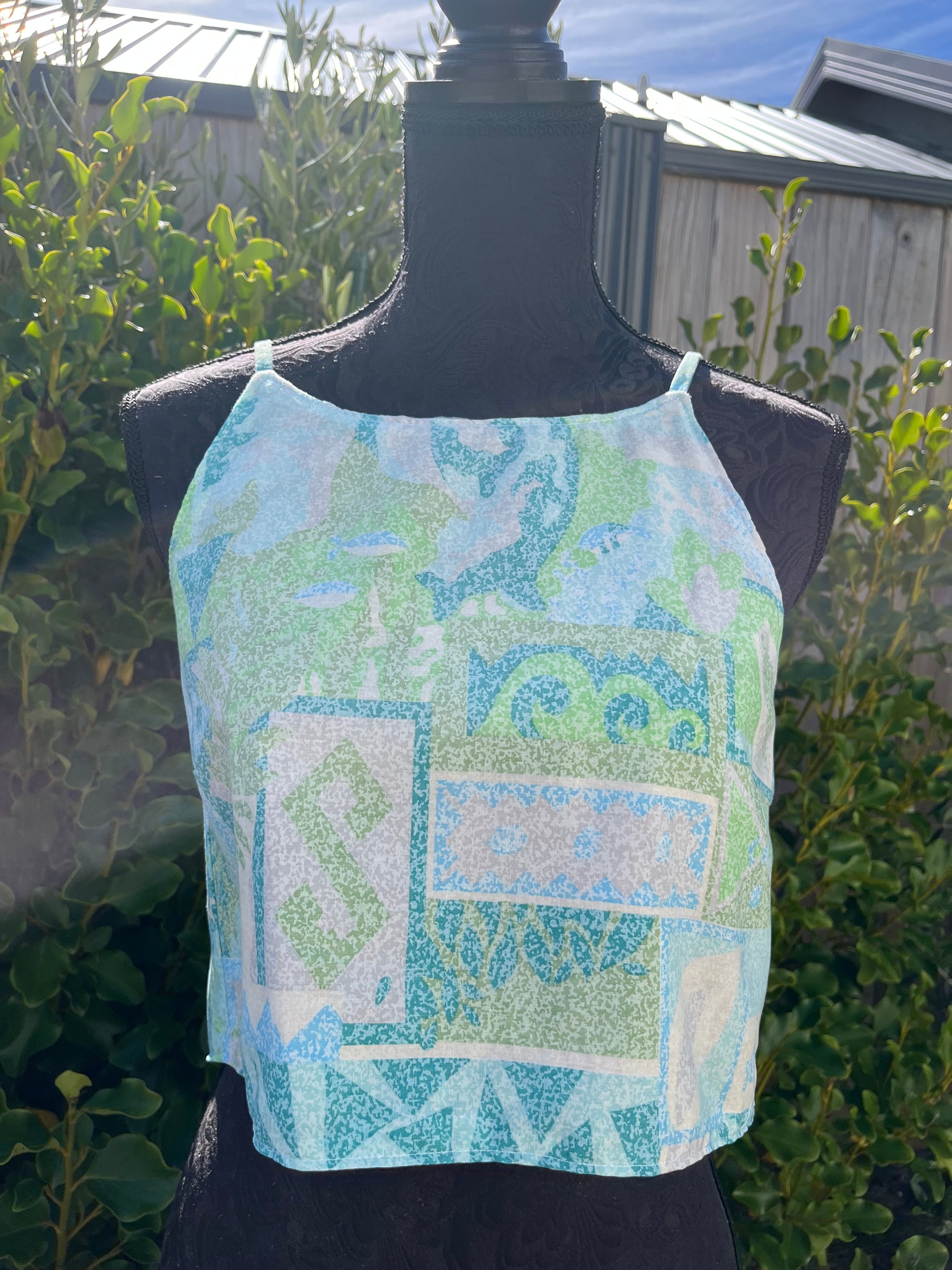 Reversible X Back Top - Size 8 - Sea Greens