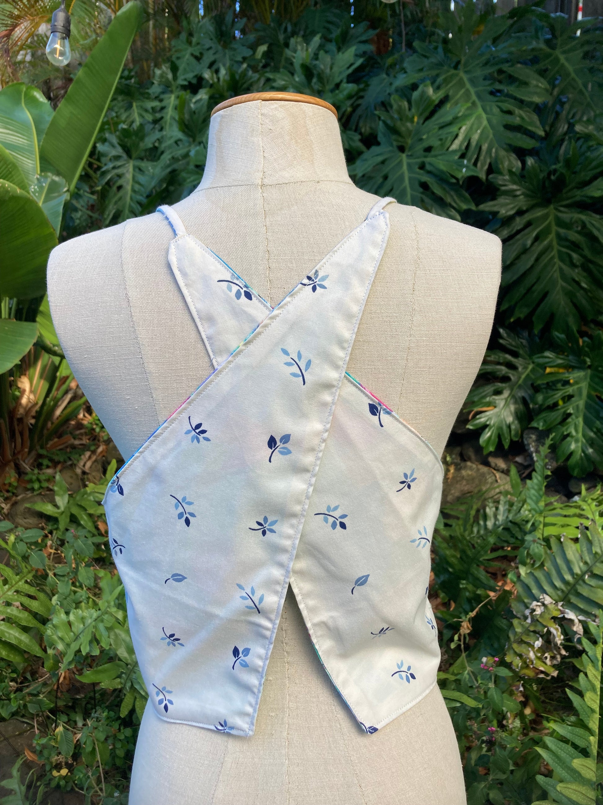 Reversible X Back Top - Size 10 - Pastel and Pale Leaves