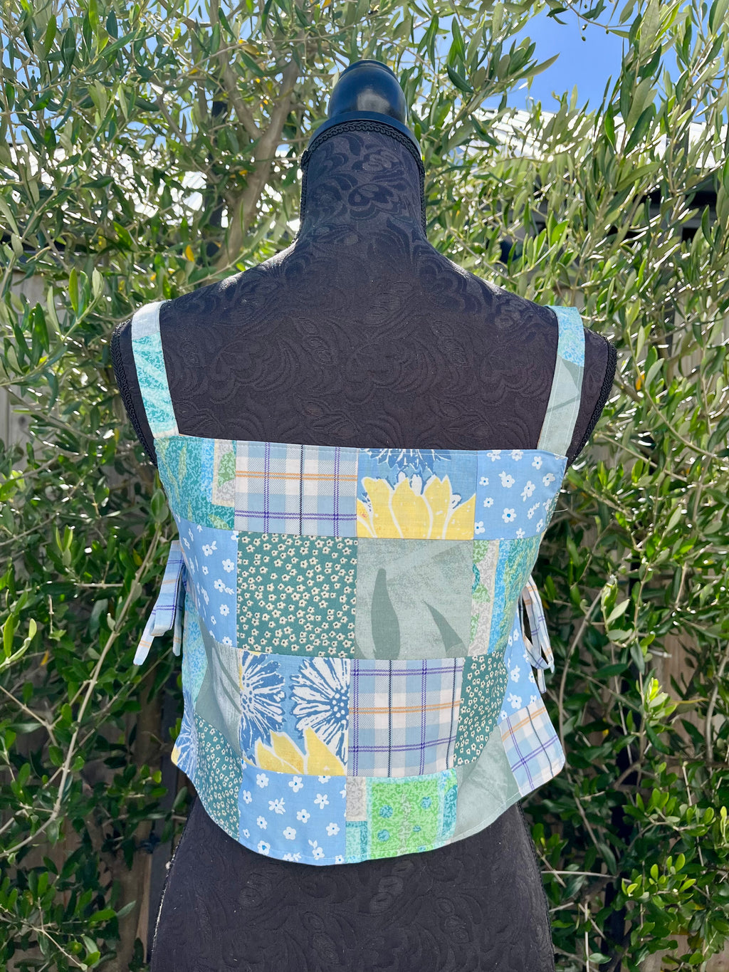 Reversible Quilted Side Tie Tank Top - Size 4 - Blues Hues