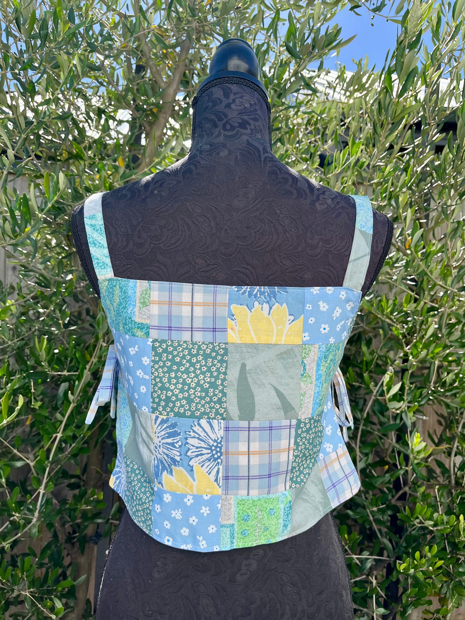 Reversible Quilted Side Tie Tank Top - Size 4 - Blues Hues
