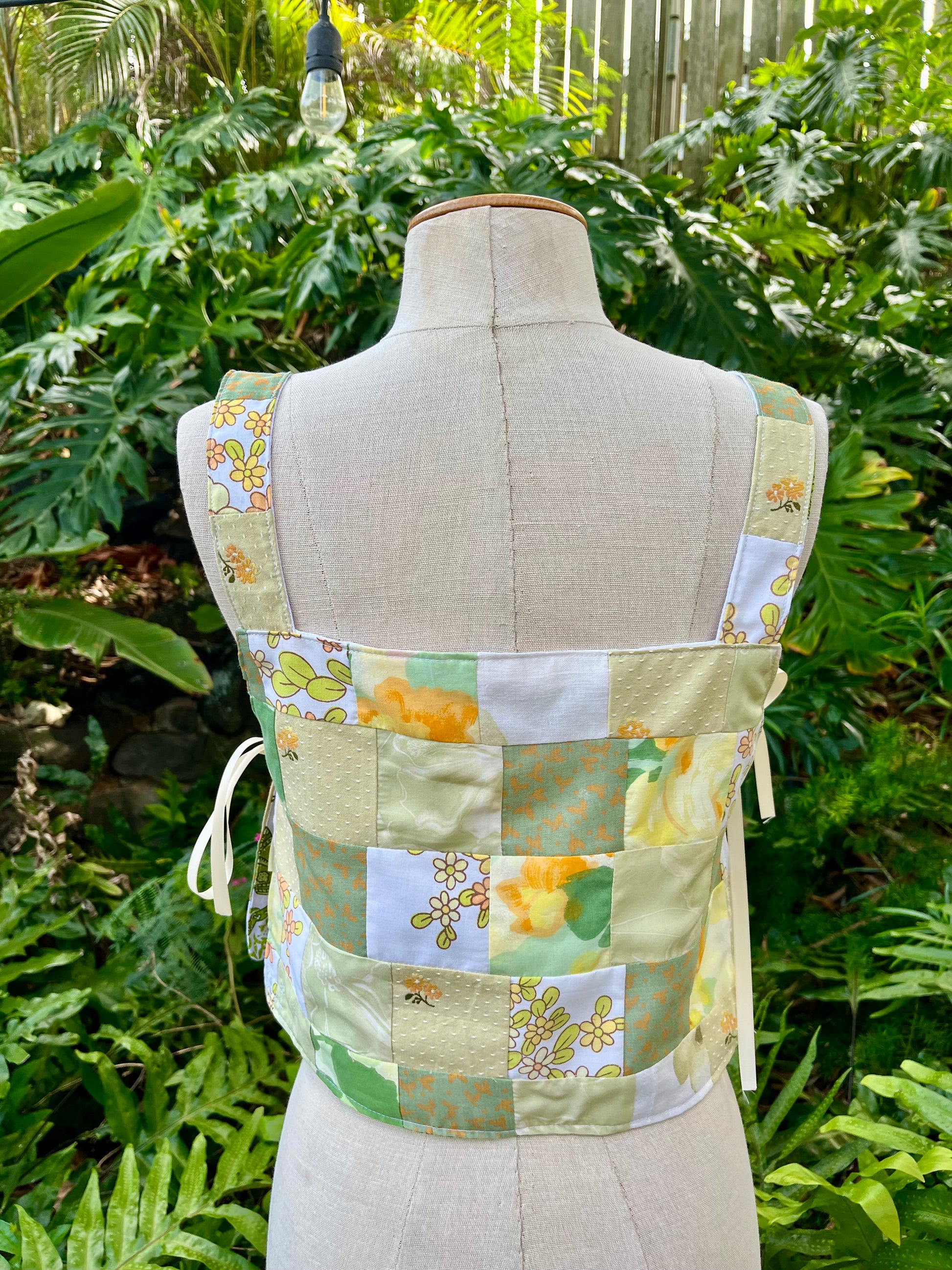 Reversible Quilted Side Tie Tank Top - Size 6 - Sweet Greens