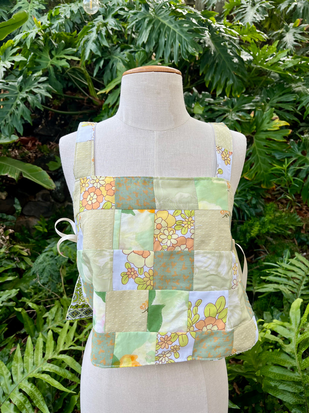 Reversible Quilted Side Tie Tank Top - Size 6 - Sweet Greens