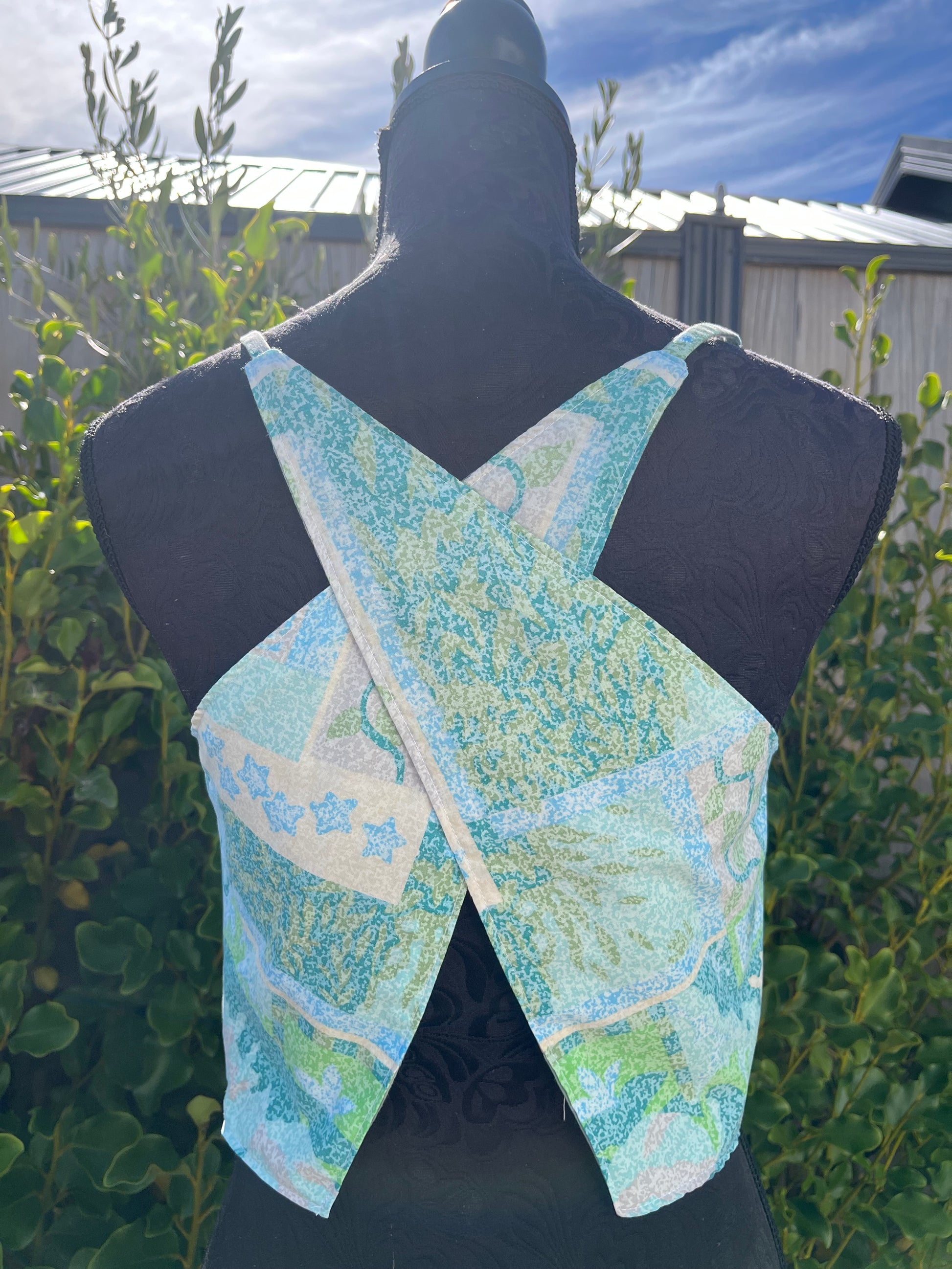 Reversible X Back Top - Size 8 - Sea Greens