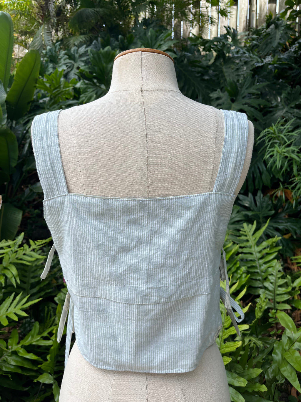Reversible Side Tie Tank Top - Size 4 - Palms and Pinstripes