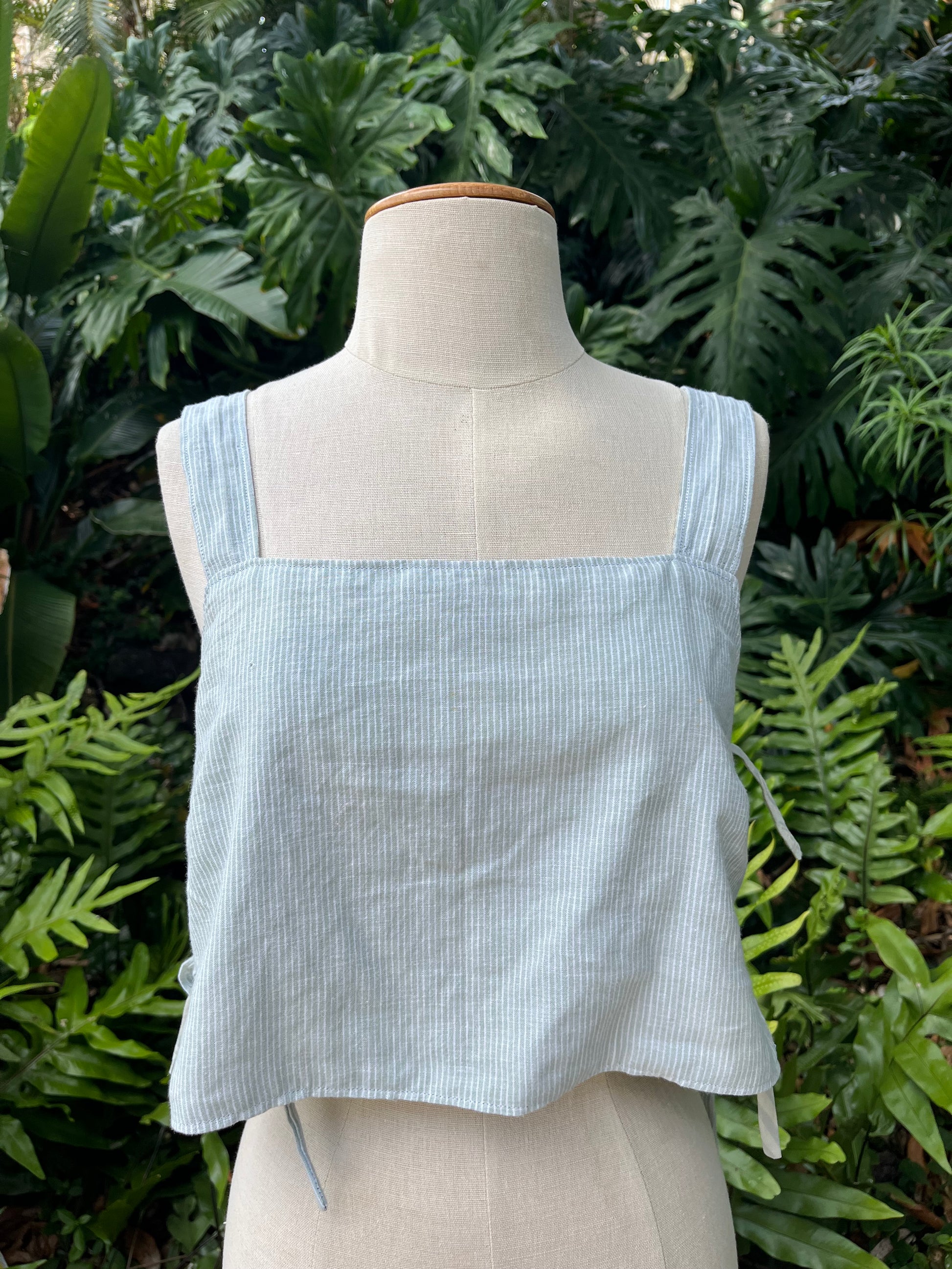 Reversible Side Tie Tank Top - Size 4 - Palms and Pinstripes