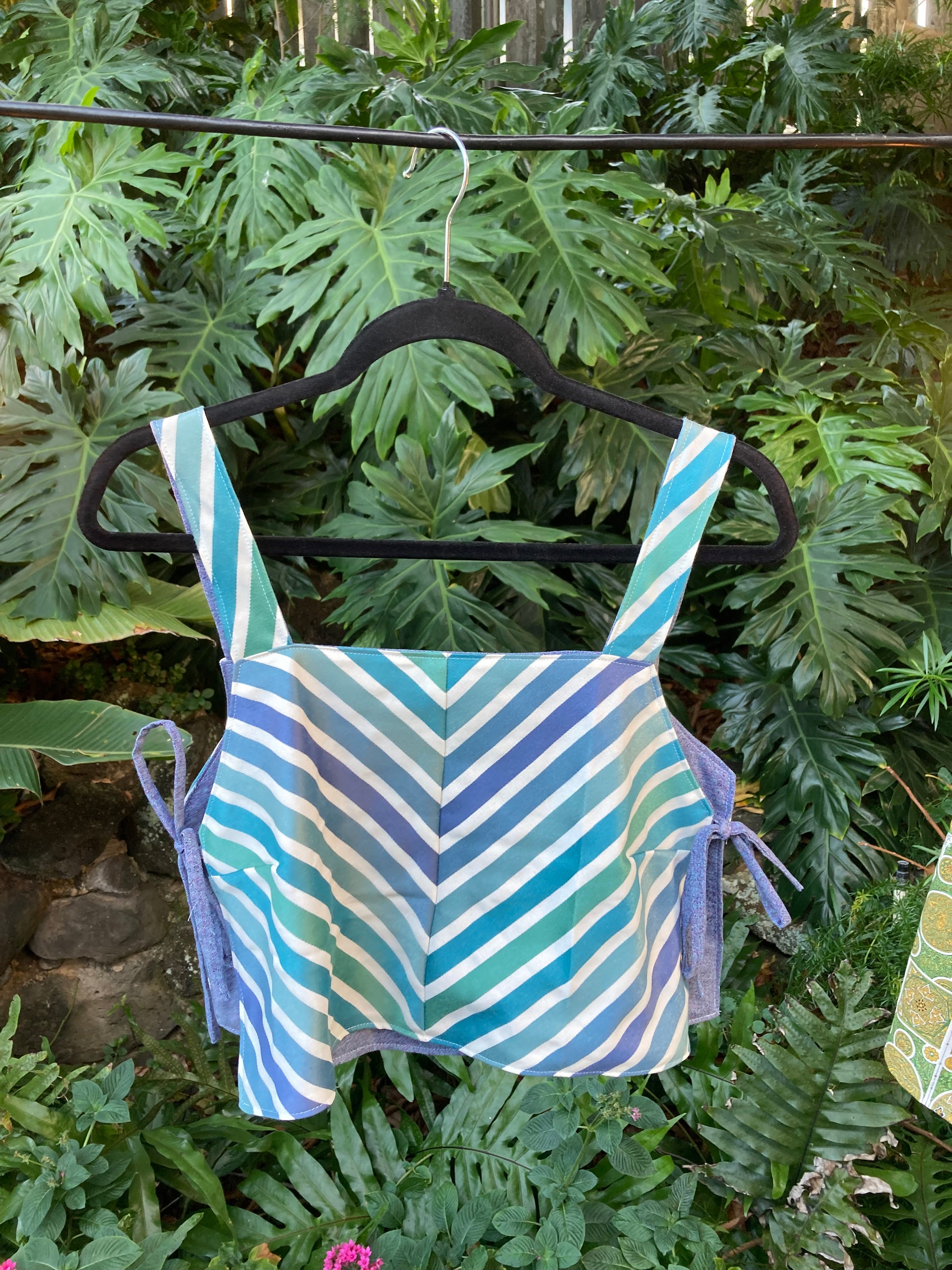 Reversible Side Tie Tank Top - Size 8 - Purple Stripes