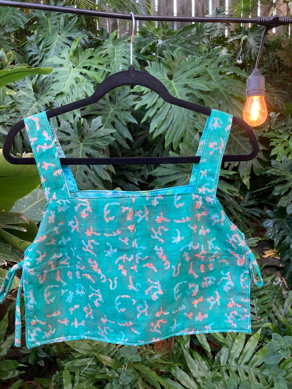 Reversible Side Tie Tank Top - Size 4 - Teal Botanical