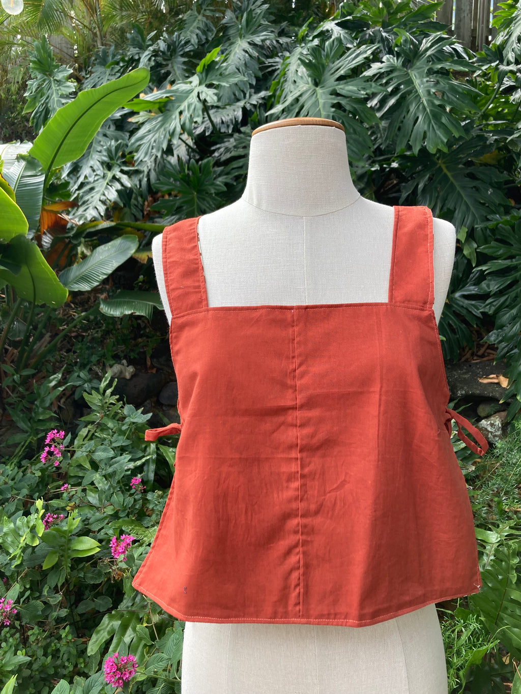 Reversible Side Tie Tank Top - Size 6 - 70's Orange Floral