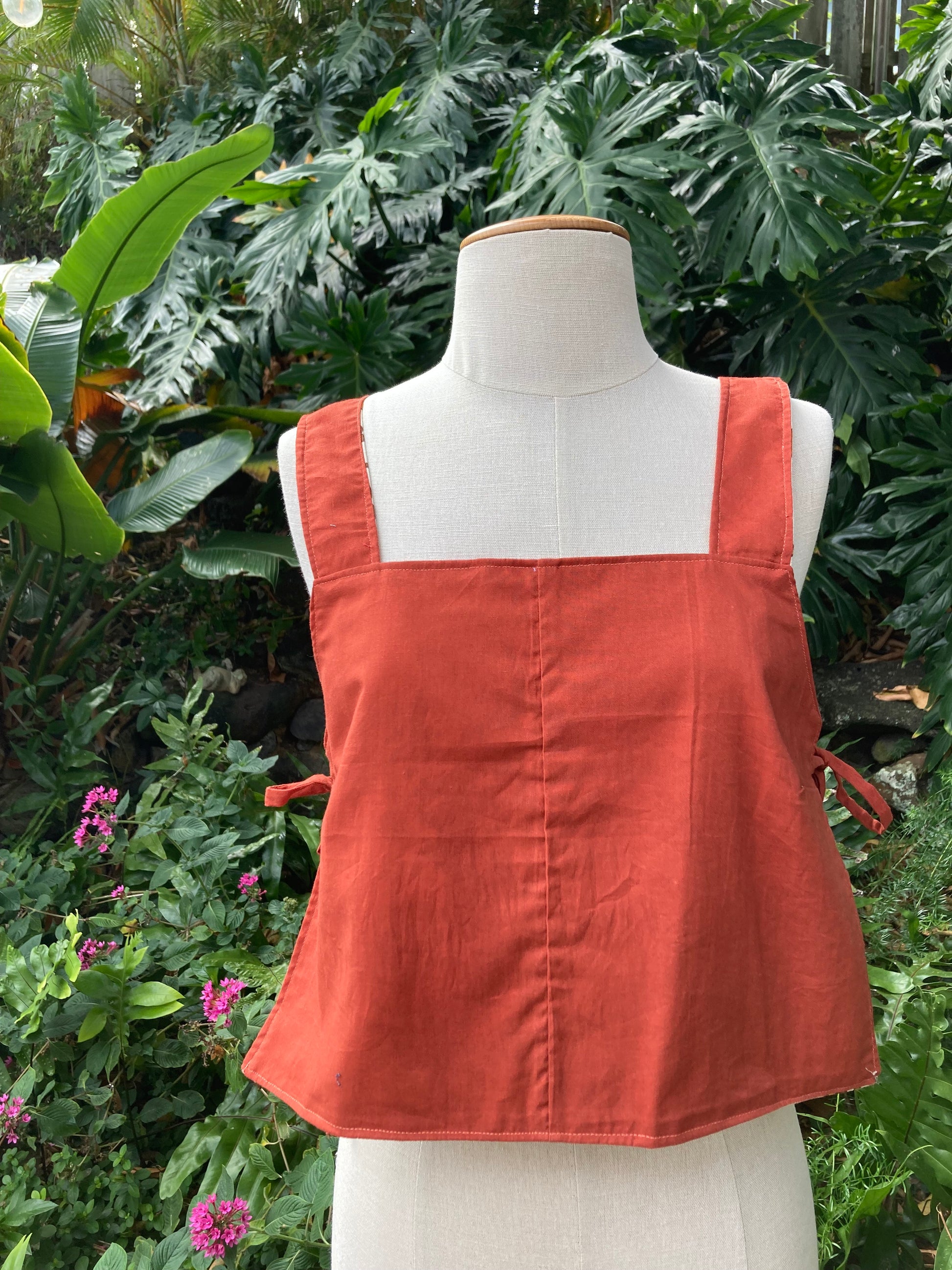 Reversible Side Tie Tank Top - Size 6 - 70's Orange Floral