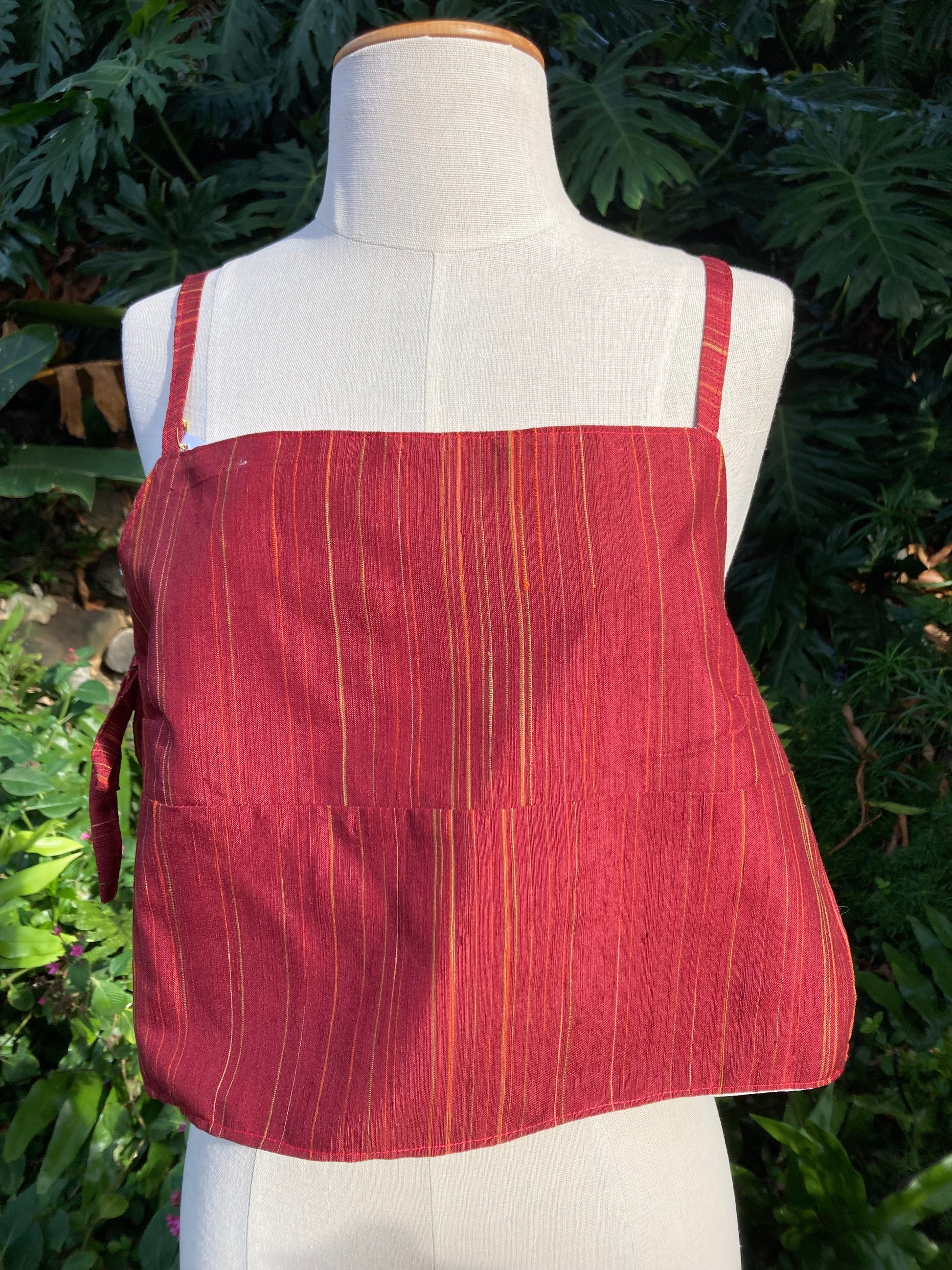 Kimono Silk Side Tie Tank Top - Size 6 - Autumn Reds
