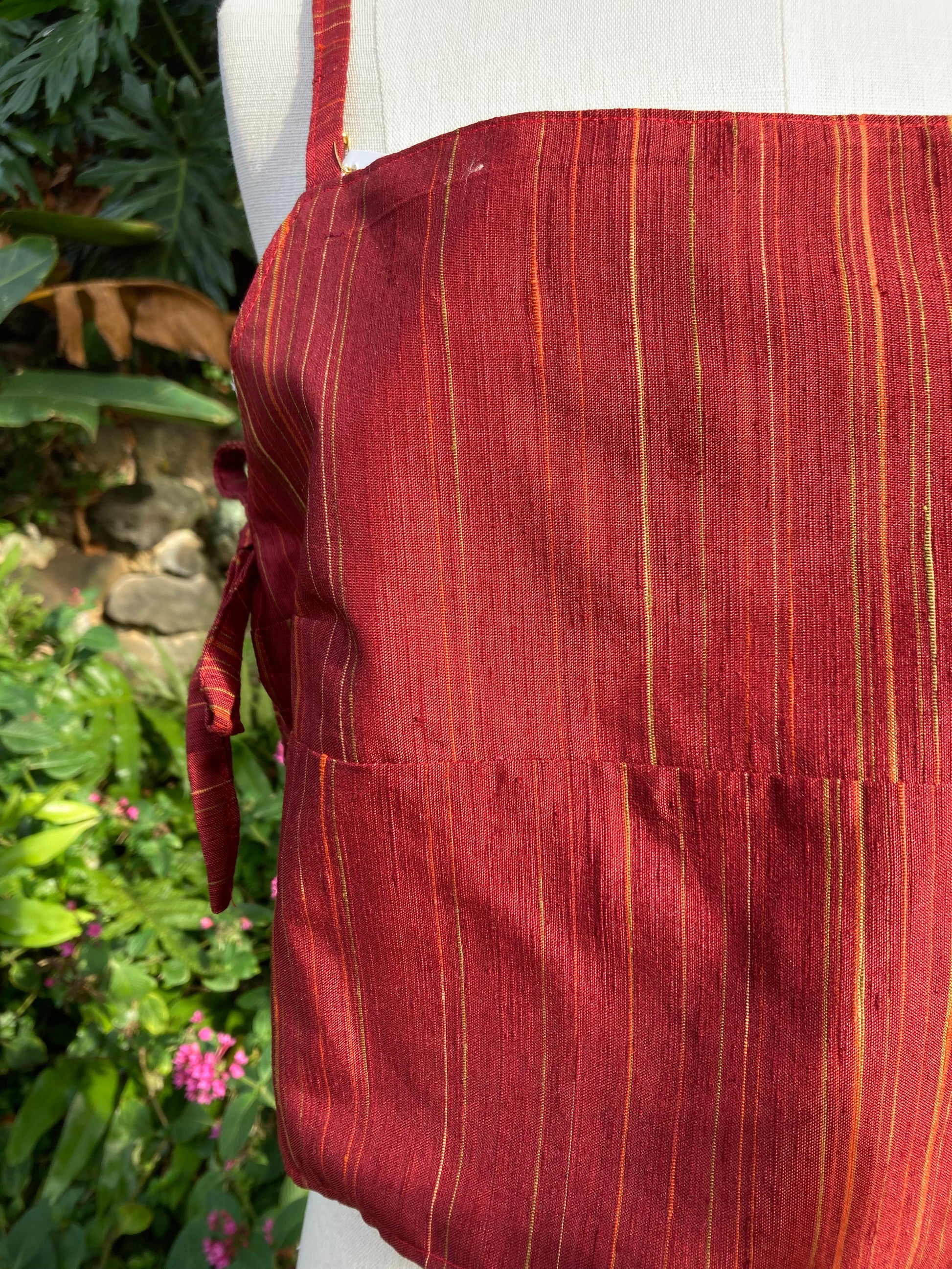 Kimono Silk Side Tie Tank Top - Size 6 - Autumn Reds