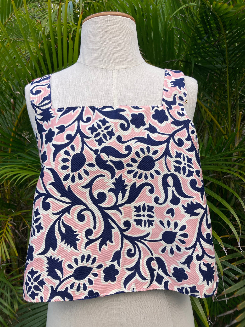 Reversible Side Tie Tank Top - Size 12 - Navy/Pink Floral