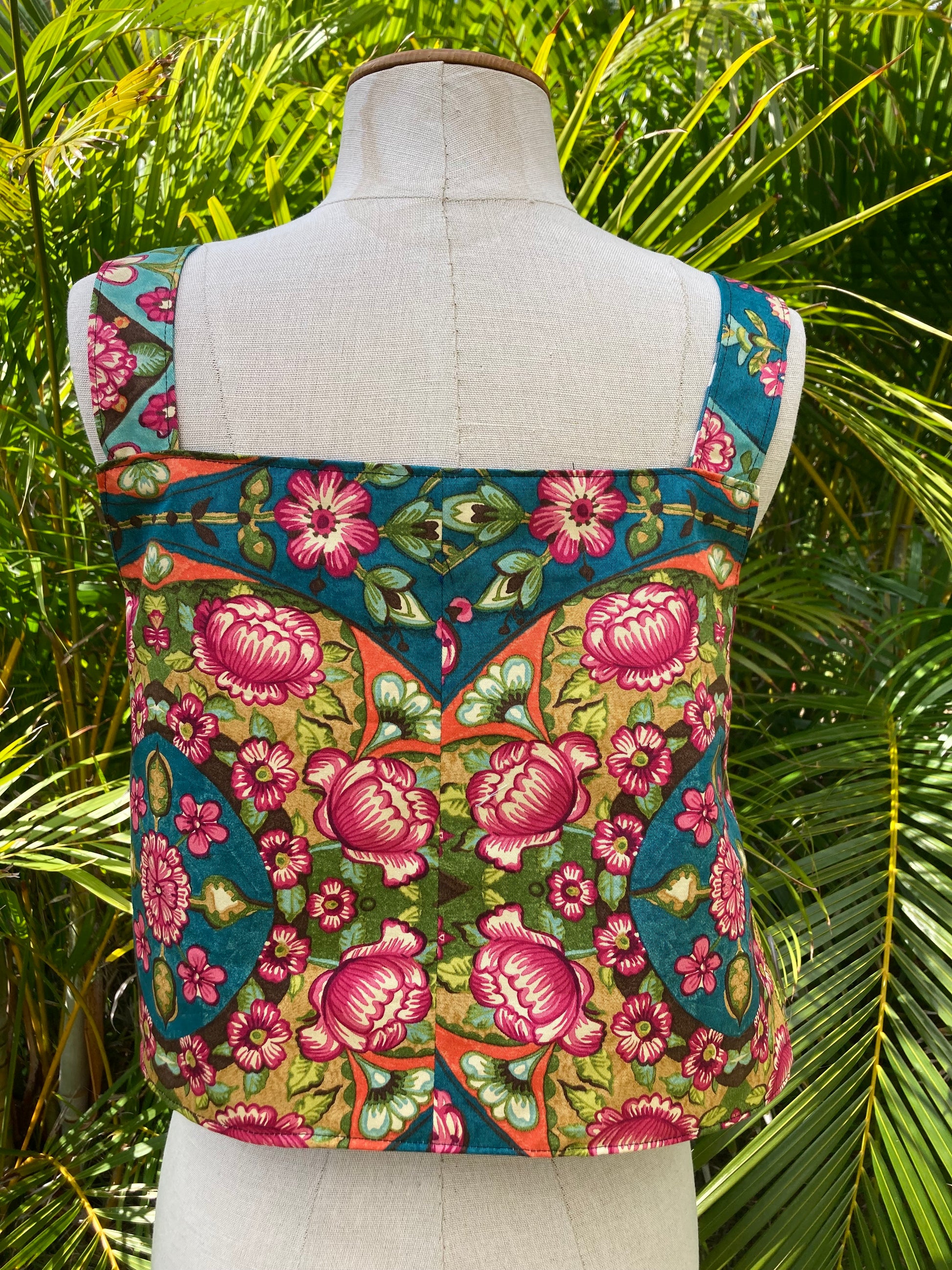 Reversible Quilted Side Tie Tank Top - Size 10 - Pink and Teal