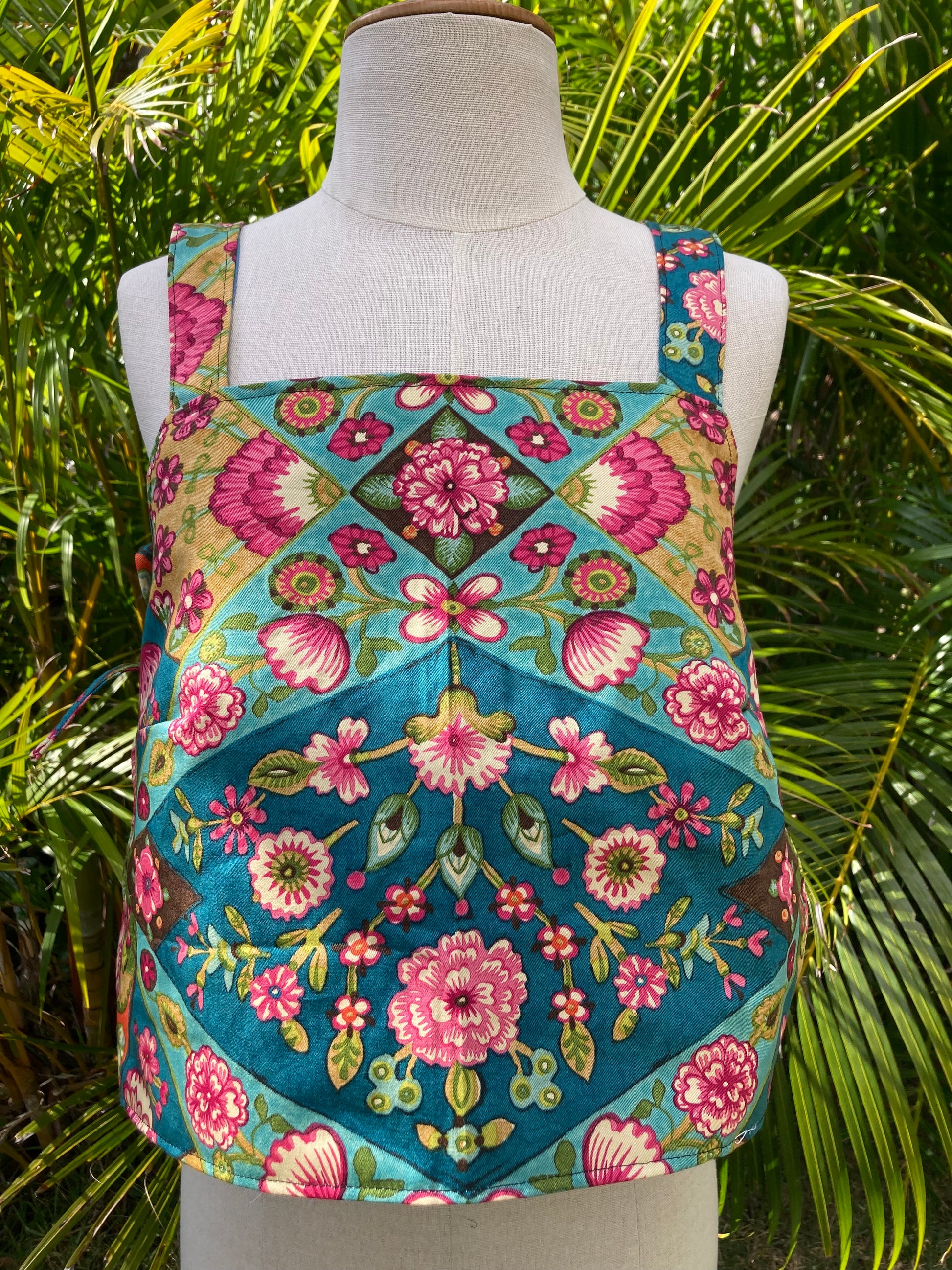Reversible Quilted Side Tie Tank Top - Size 10 - Pink and Teal