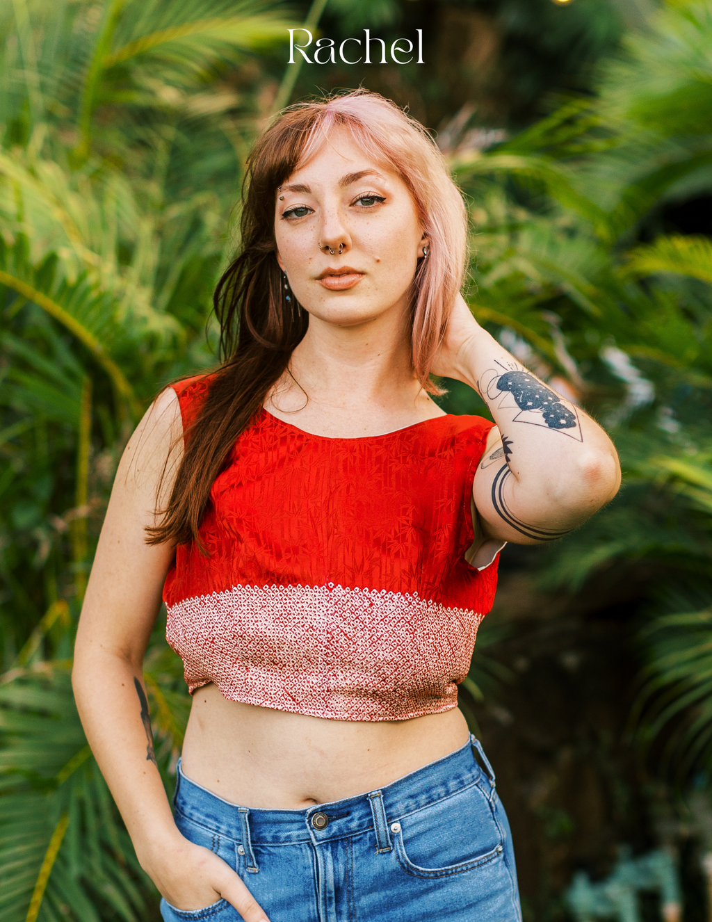 Kimono V Back Top - Medium - Red Spot