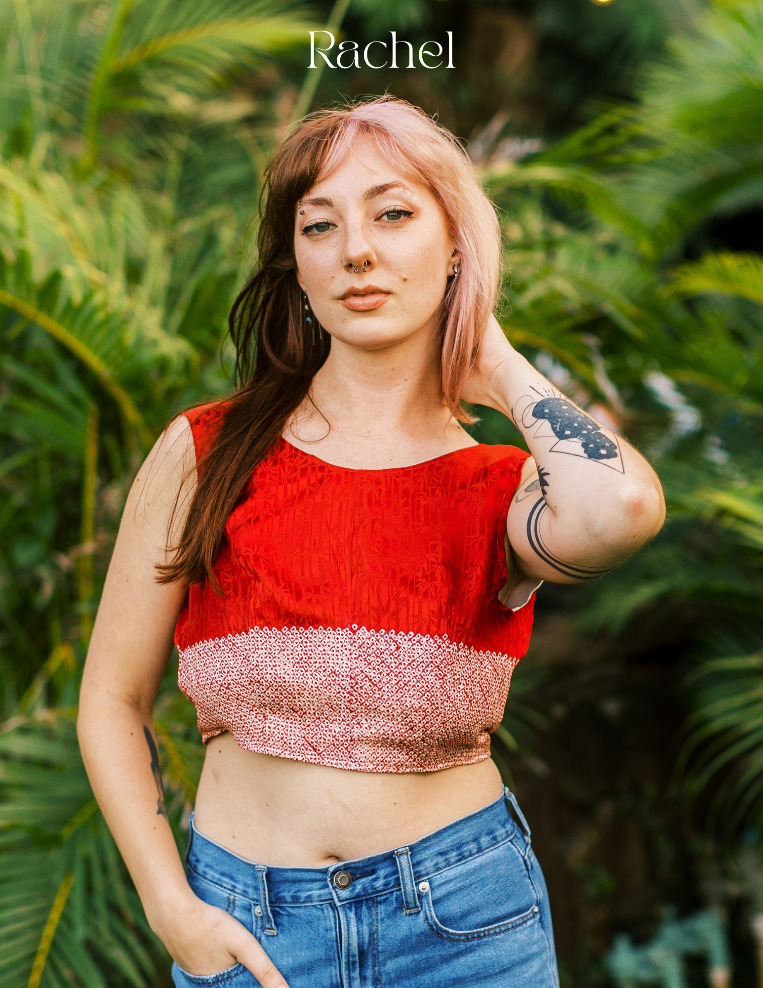 Kimono V Back Top - Medium - Red Spot